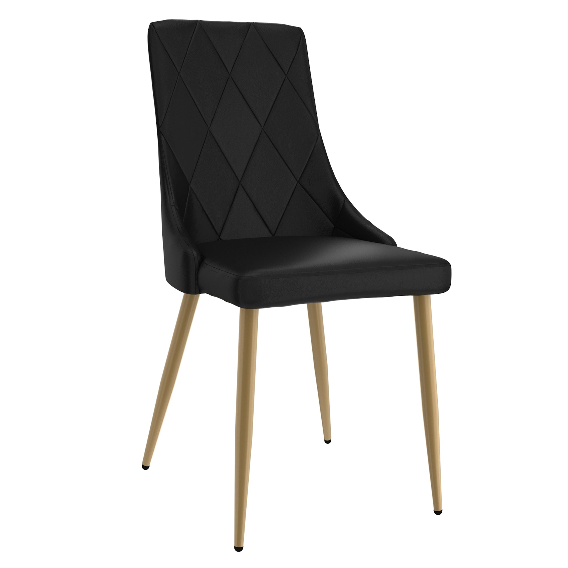 Antoine Side Chair - Black Faux Leather and Wood with Gold Legs-DECOROLALA