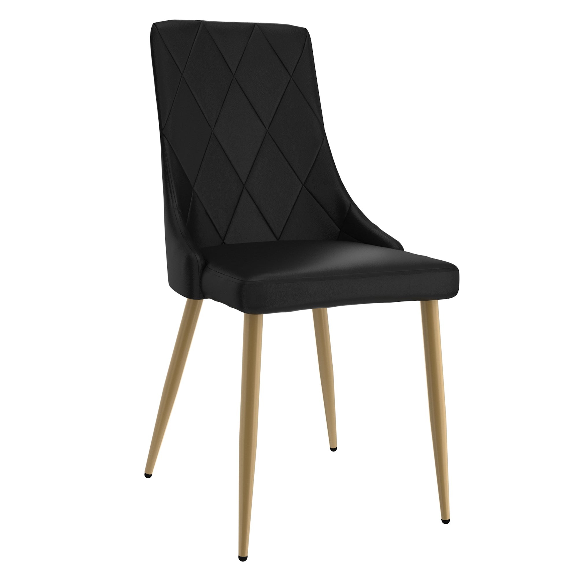 Antoine Side Chair - Black Faux Leather and Wood with Gold Legs-DECOROLALA