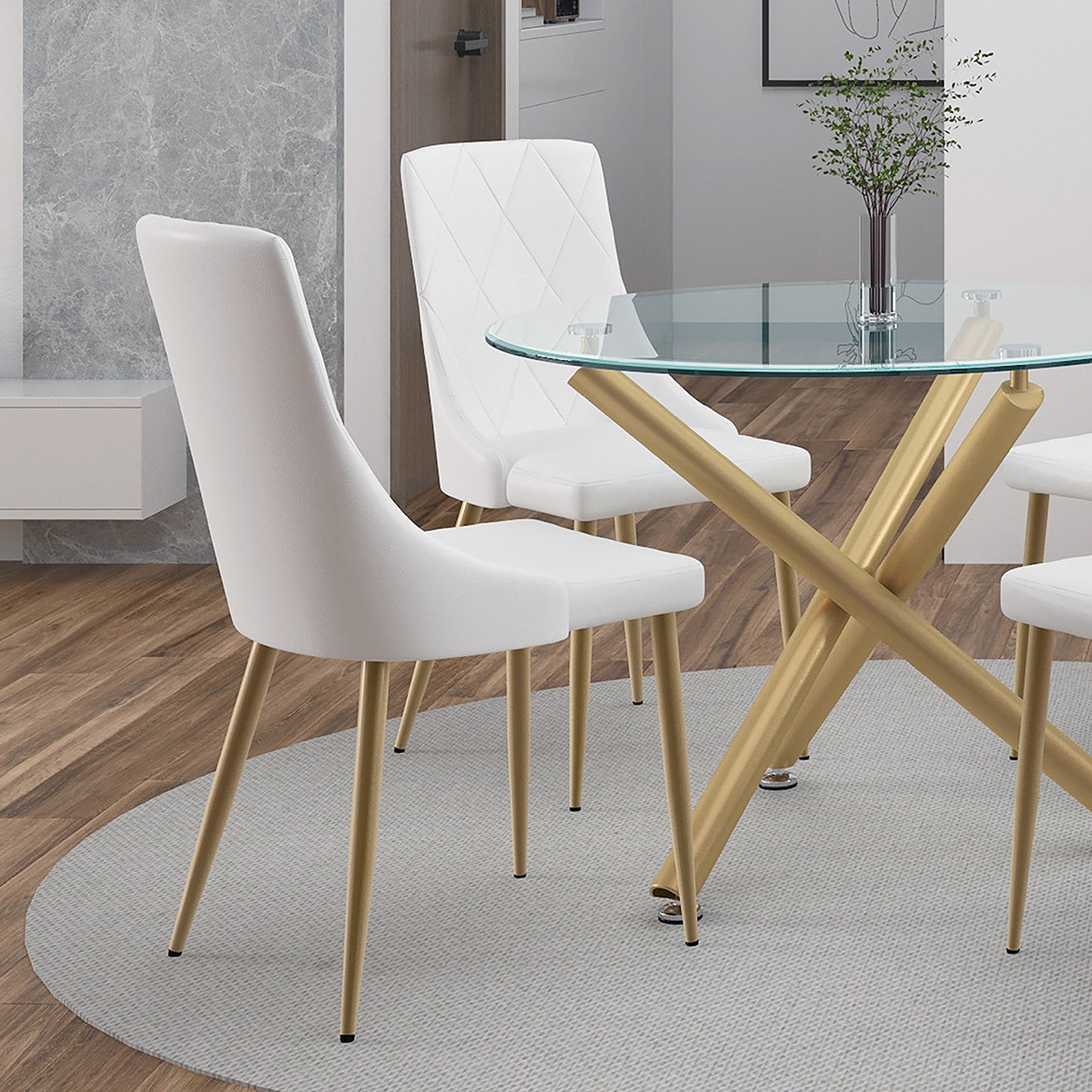 Antoine Side Chair - White Faux Leather and Wood with Chrome Legs-DECOROLALA