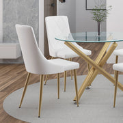 Antoine Side Chair - White Faux Leather and Wood with Chrome Legs-DECOROLALA