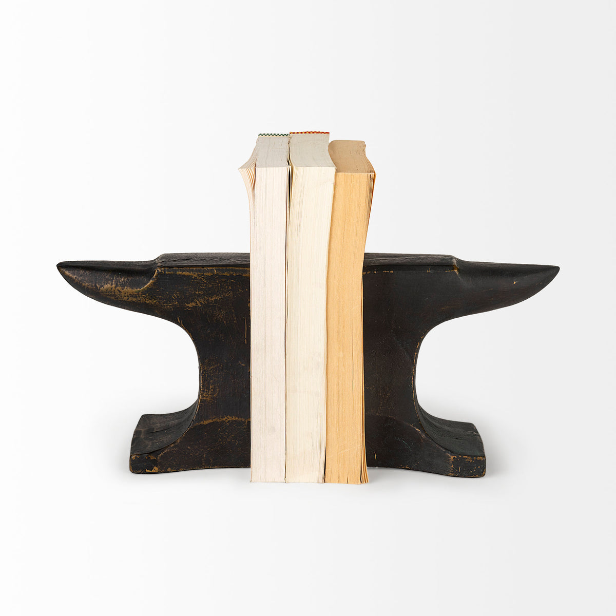 Anvilia (Set of 2) 12L x 4W Black With Gold Accents Anvil Shaped Bookends-Bookends-DECOROLALA