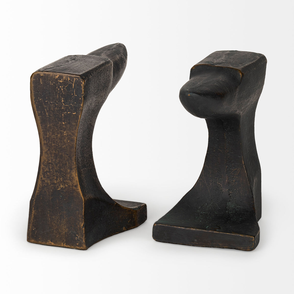 Anvilia (Set of 2) 12L x 4W Black With Gold Accents Anvil Shaped Bookends-Bookends-DECOROLALA
