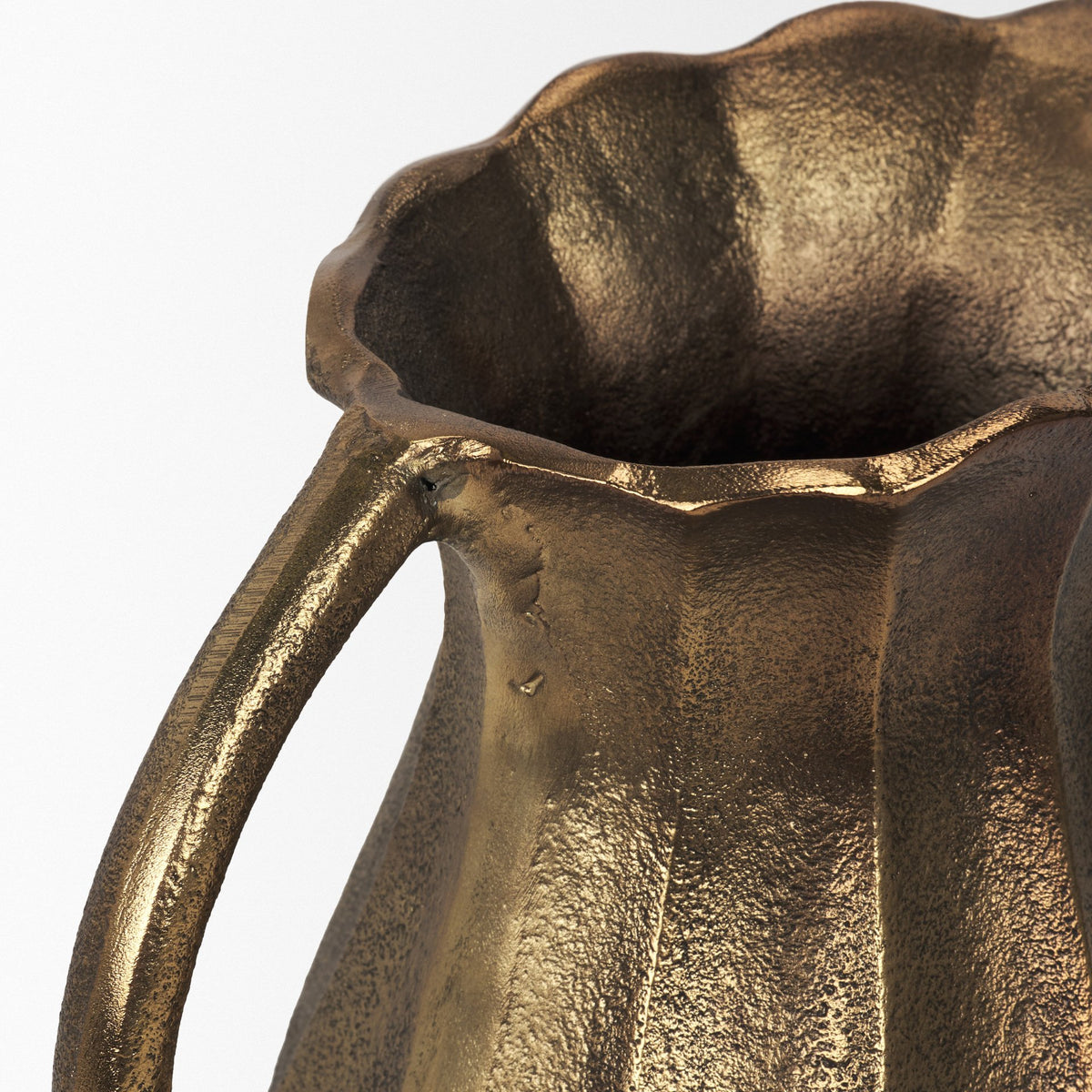 Anya Scalloped Petal Cast Aluminum Jug - Sandcast Texture-Decorative Jars & Urns-DECOROLALA