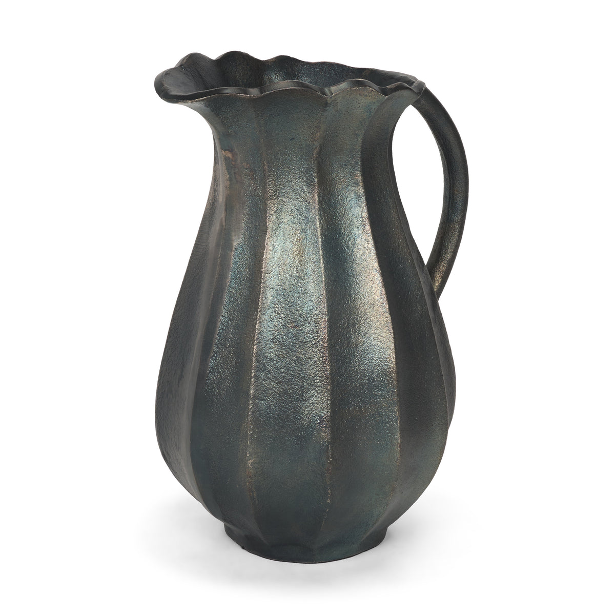 Anya Scalloped Petal Cast Aluminum Jug - Sandcast Texture-Decorative Jars & Urns-DECOROLALA