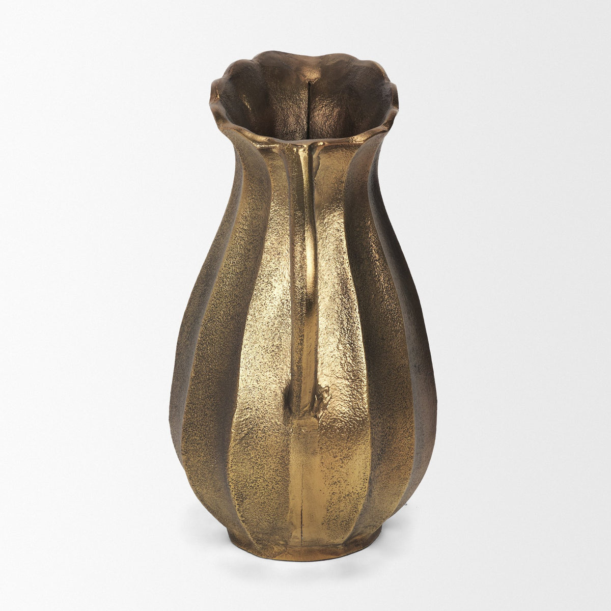 Anya Scalloped Petal Cast Aluminum Jug - Sandcast Texture-Decorative Jars & Urns-DECOROLALA