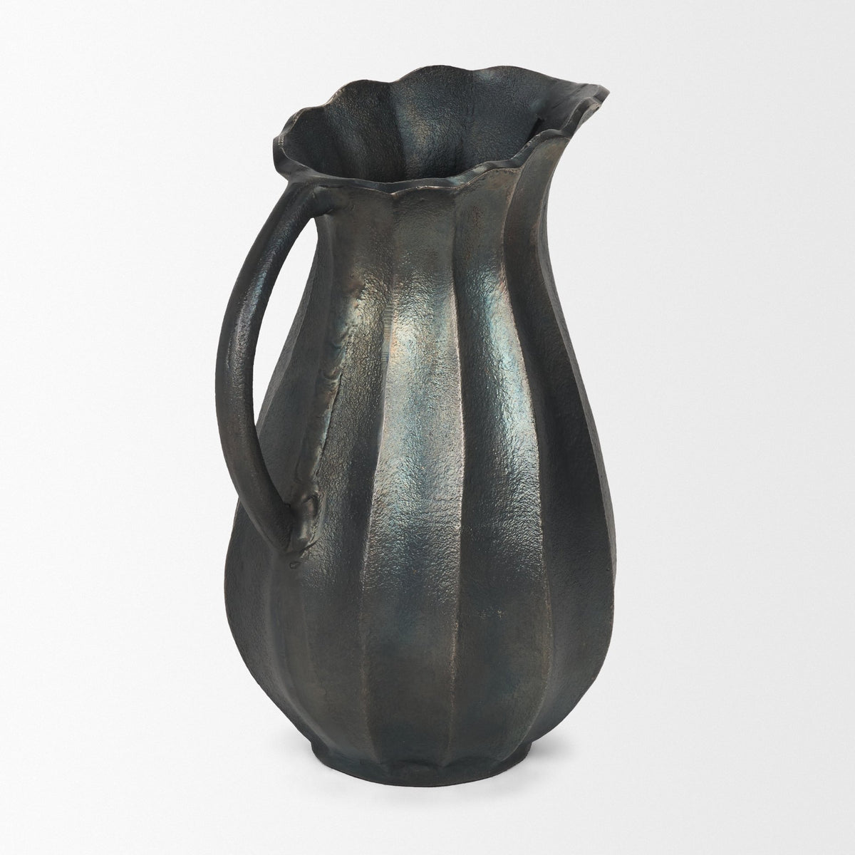 Anya Scalloped Petal Cast Metal Jug-Jars Jugs Urns-DECOROLALA