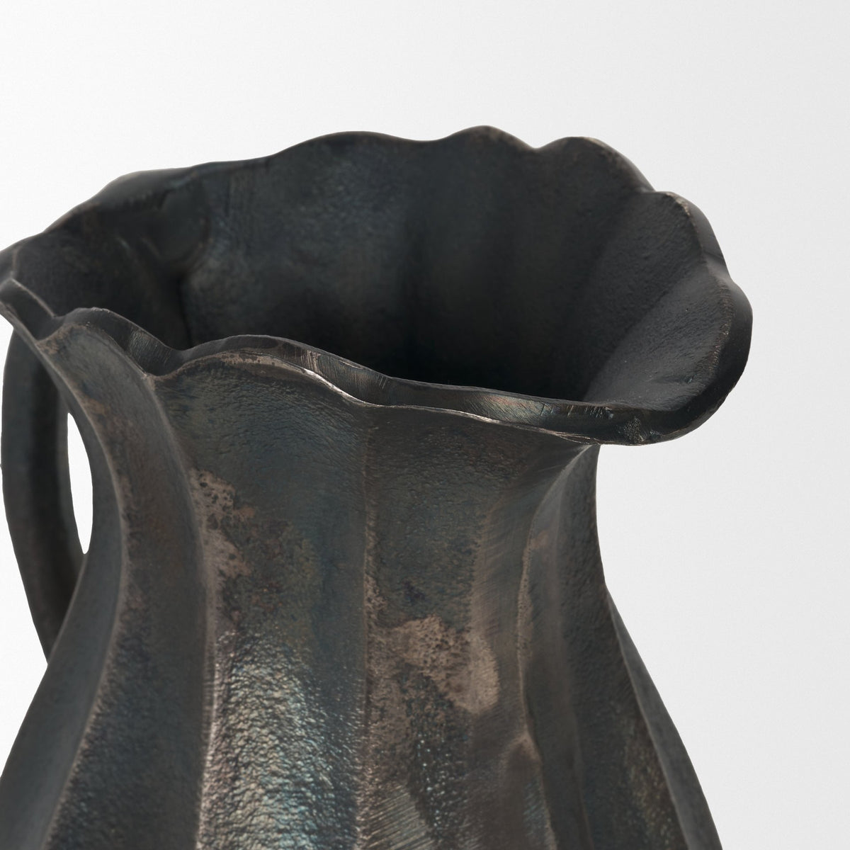 Anya Scalloped Petal Cast Metal Jug-Jars Jugs Urns-DECOROLALA