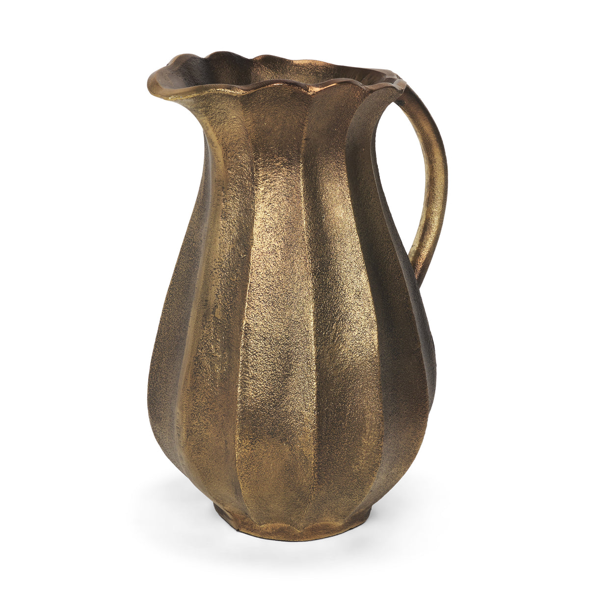 Anya Scalloped Petal Cast Metal Jug-Jars Jugs Urns-DECOROLALA