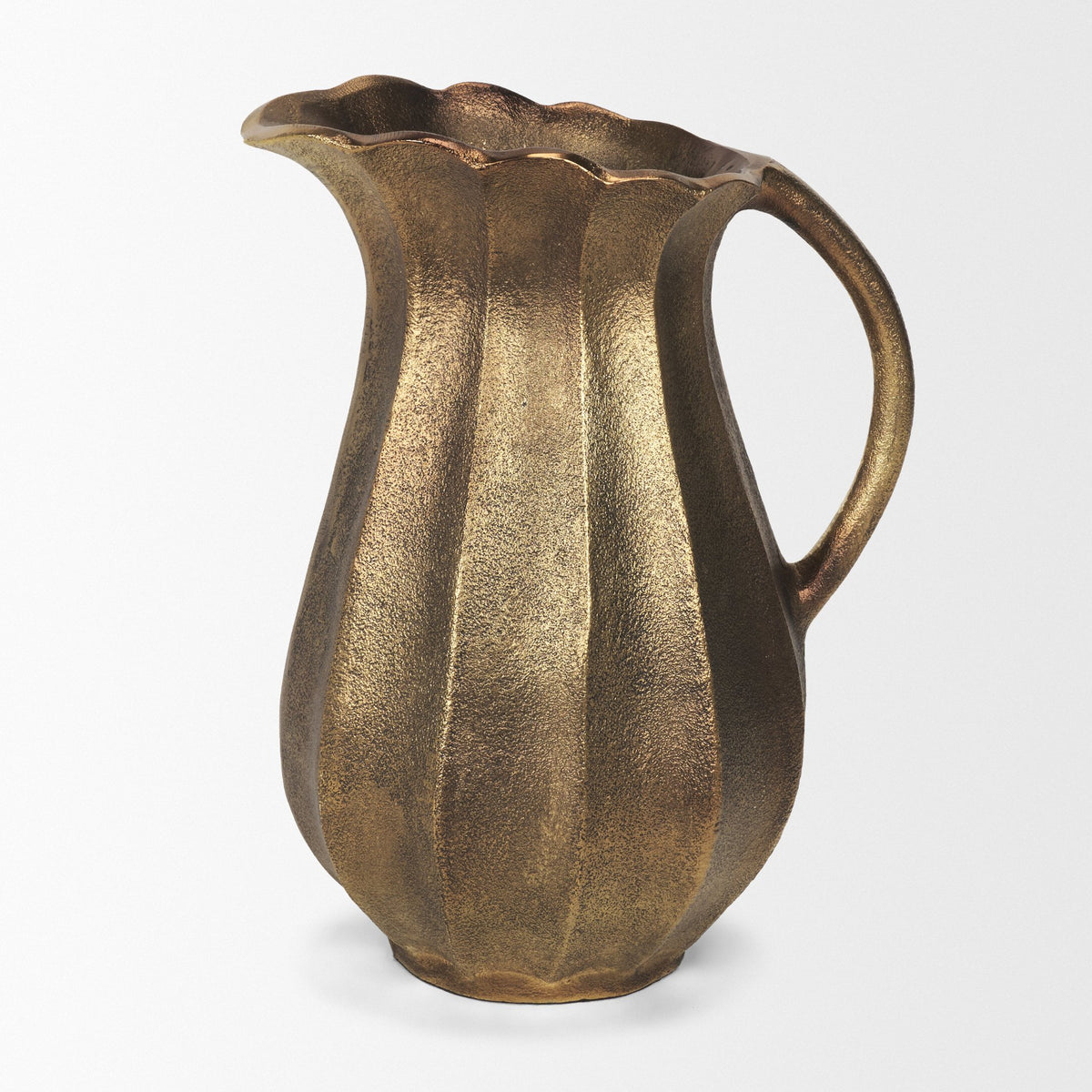 Anya Scalloped Petal Cast Metal Jug-Jars Jugs Urns-DECOROLALA
