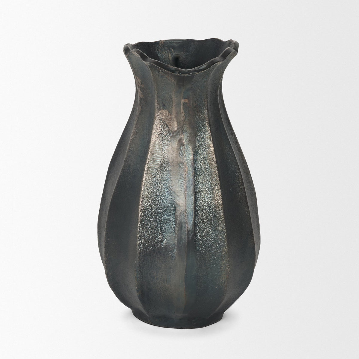 Anya Scalloped Petal Cast Metal Jug-Jars Jugs Urns-DECOROLALA