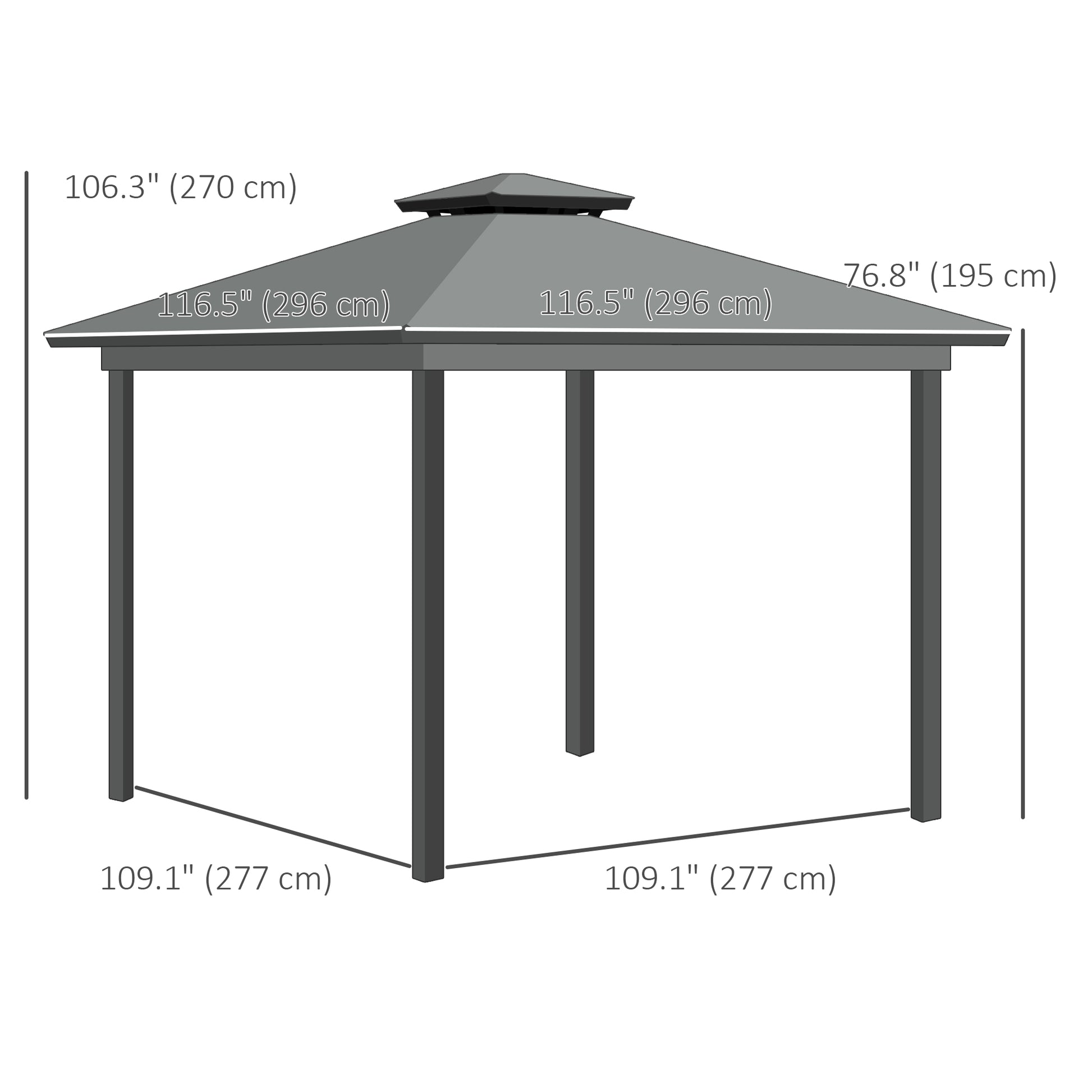 Aosom 10' x 10' 2-Tier Outdoor Gazebo with Mesh Sidewalls Light Grey-DECOROLALA