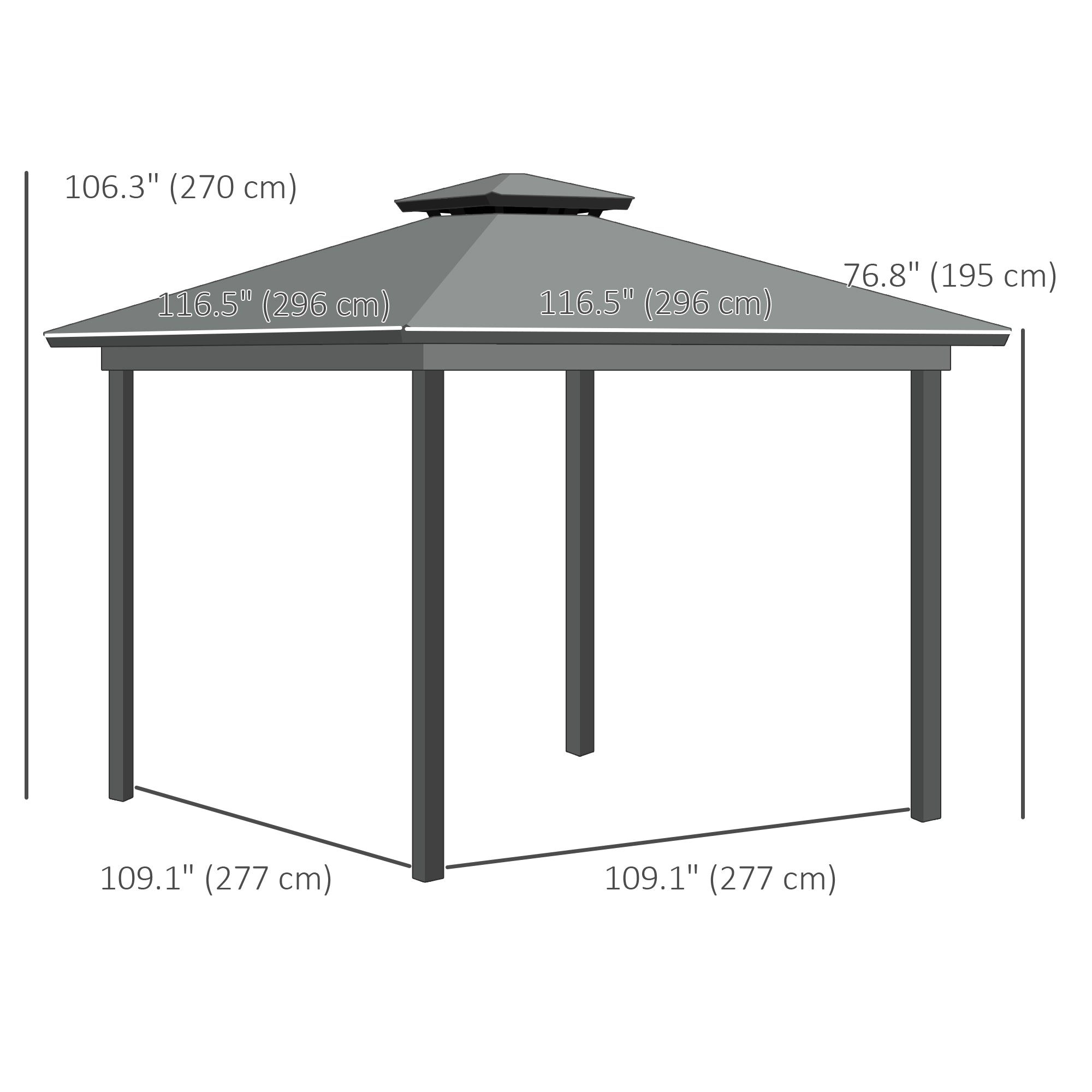 Aosom 10' x 10' 2-Tier Outdoor Gazebo with Mesh Sidewalls Light Grey-DECOROLALA