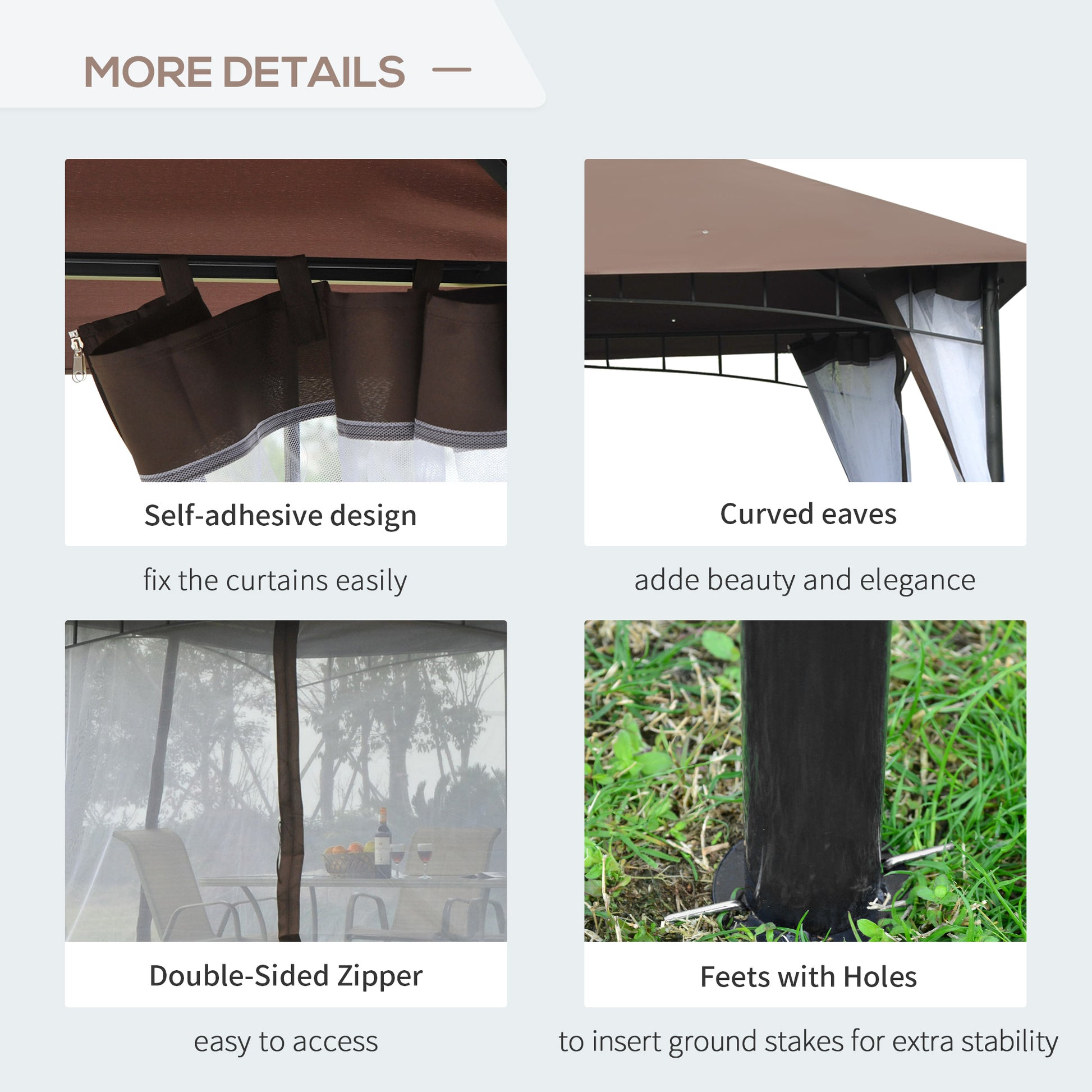 Aosom 10' x 10' Double Tier Gazebo - UV Sunshade Canopy Tent with Metal Frame, Coffee-DECOROLALA