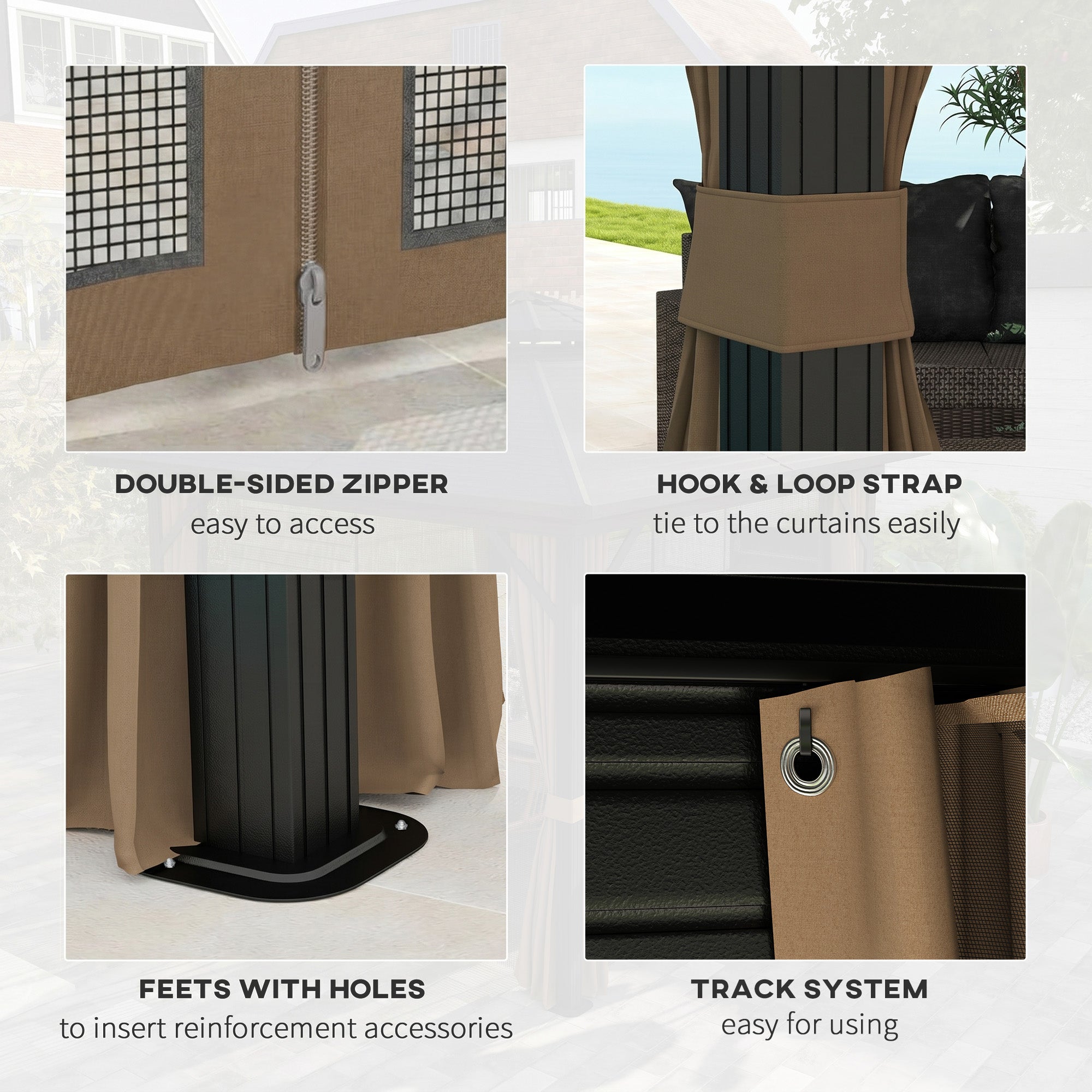 Aosom 10' x 10' Hardtop Gazebo - Dark Brown Double Tier-DECOROLALA