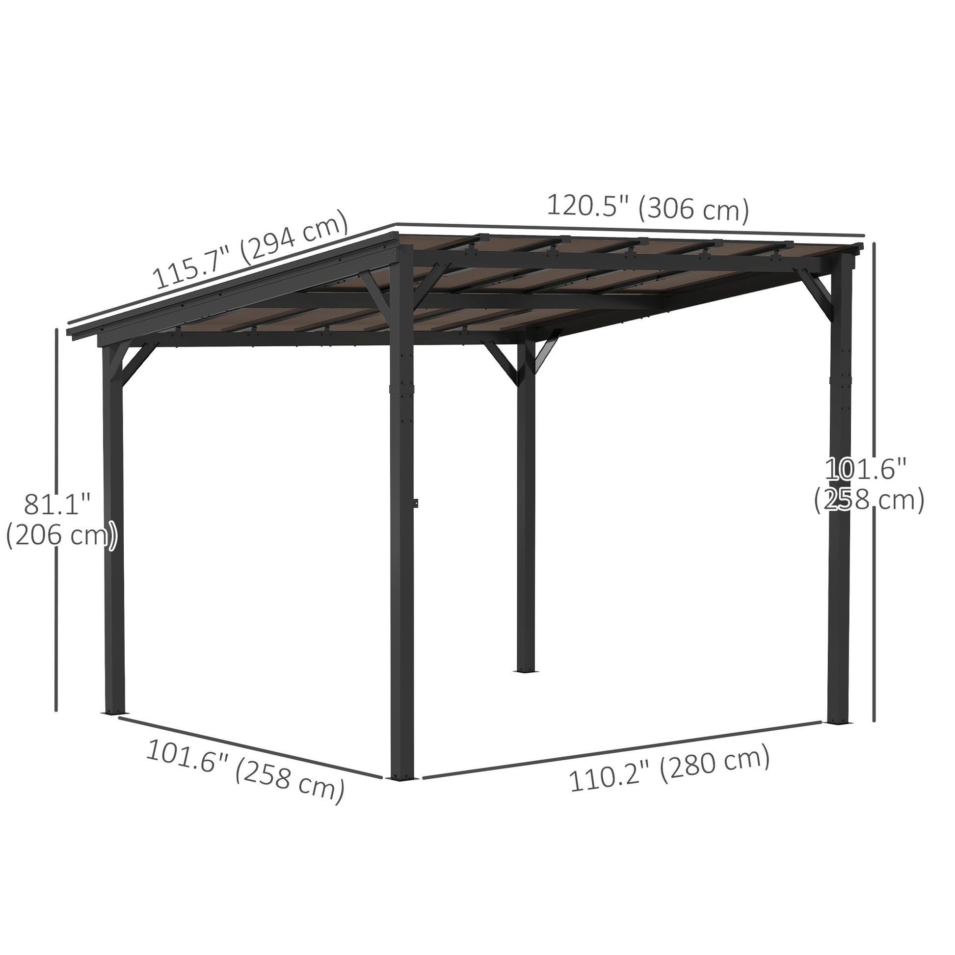Aosom 10' x 10' Hardtop Gazebo - Dark Grey Wall-Mounted Pergola-DECOROLALA