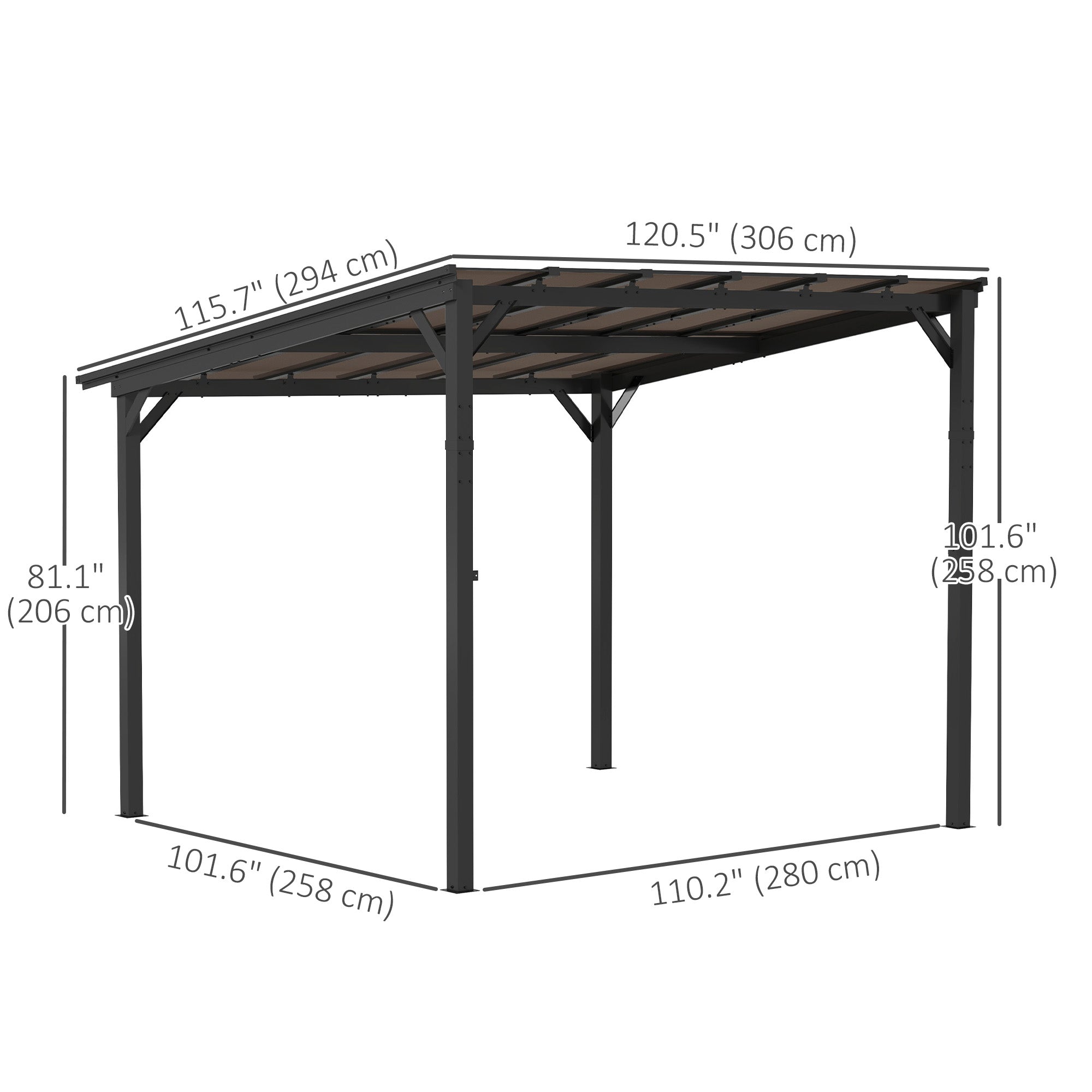 Aosom 10' x 10' Hardtop Gazebo - Dark Grey Wall-Mounted Pergola-DECOROLALA
