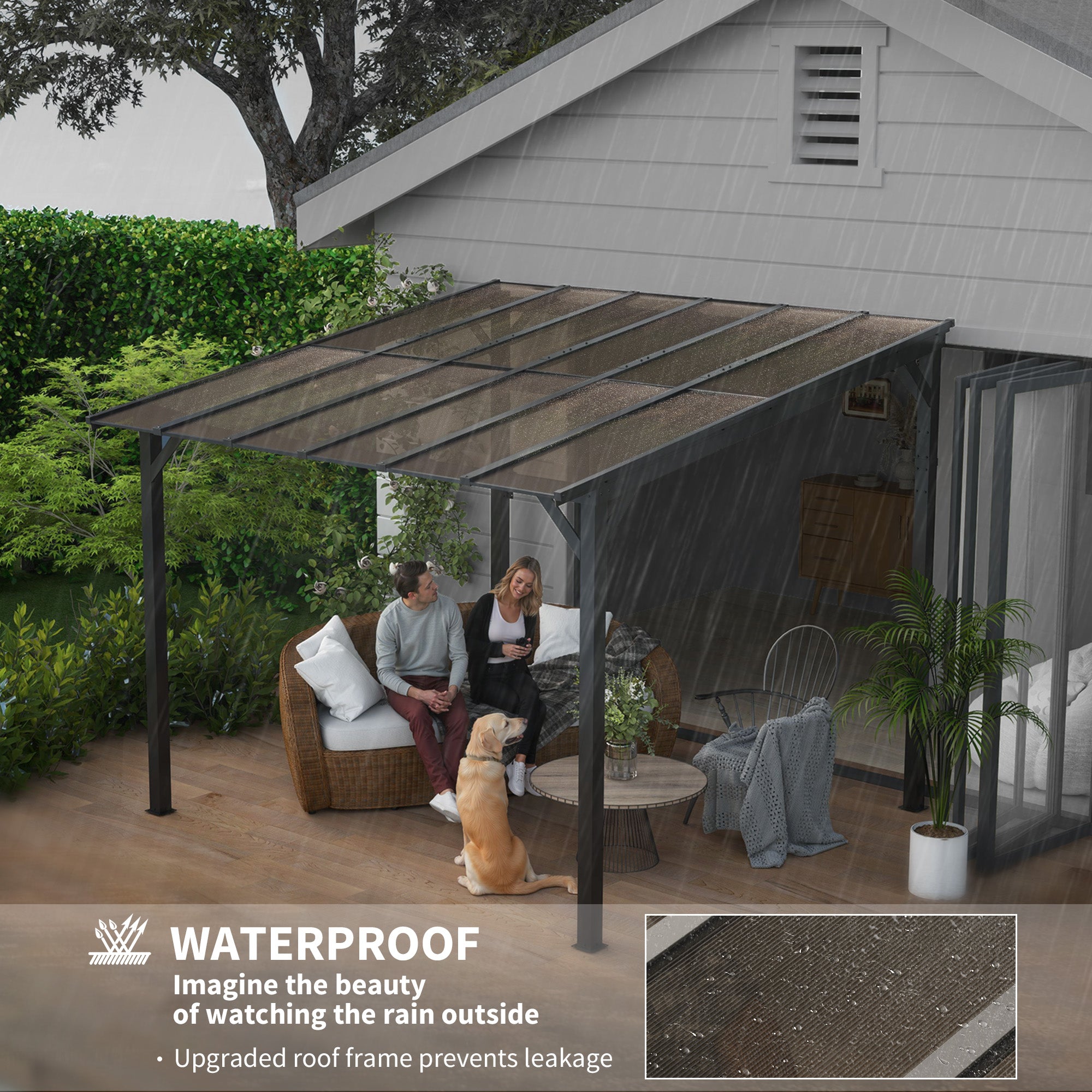 Aosom 10' x 10' Hardtop Gazebo - Dark Grey Wall-Mounted Pergola-DECOROLALA