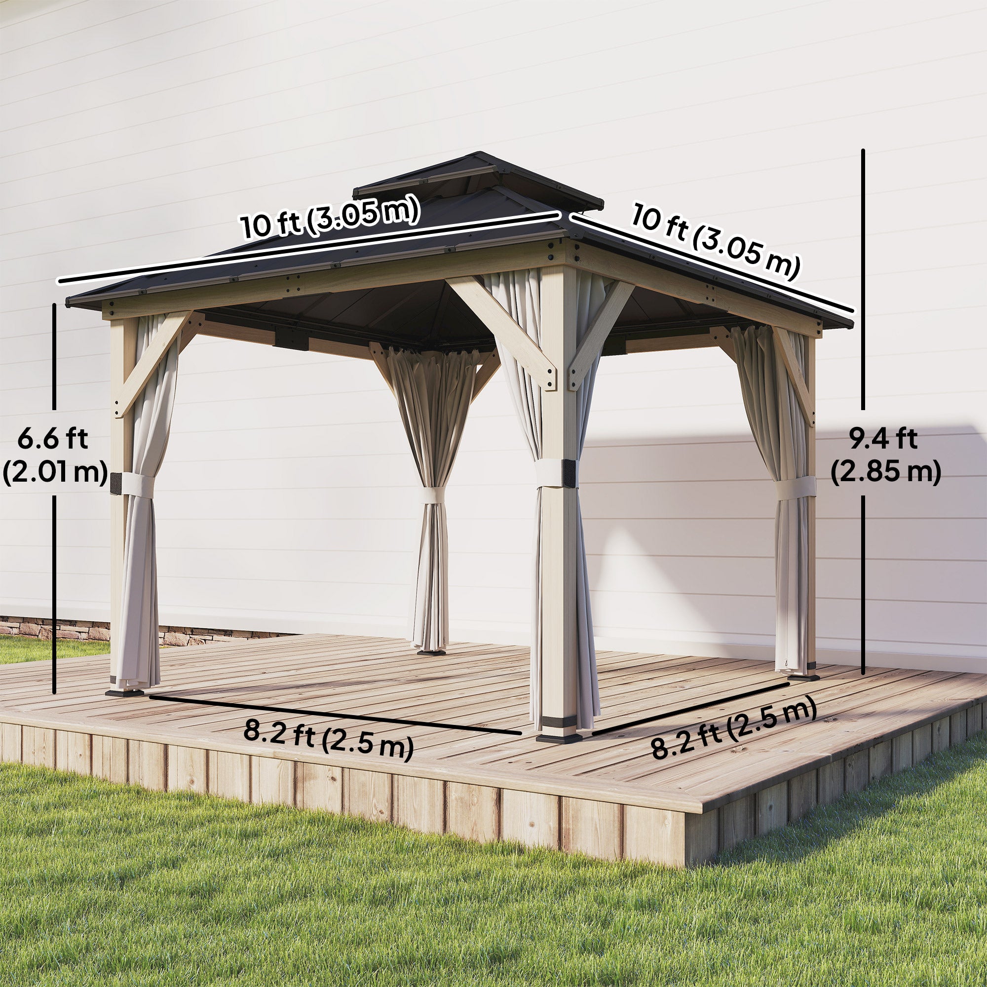 Aosom 10' x 10' Hardtop Gazebo - Light Grey Steel-DECOROLALA
