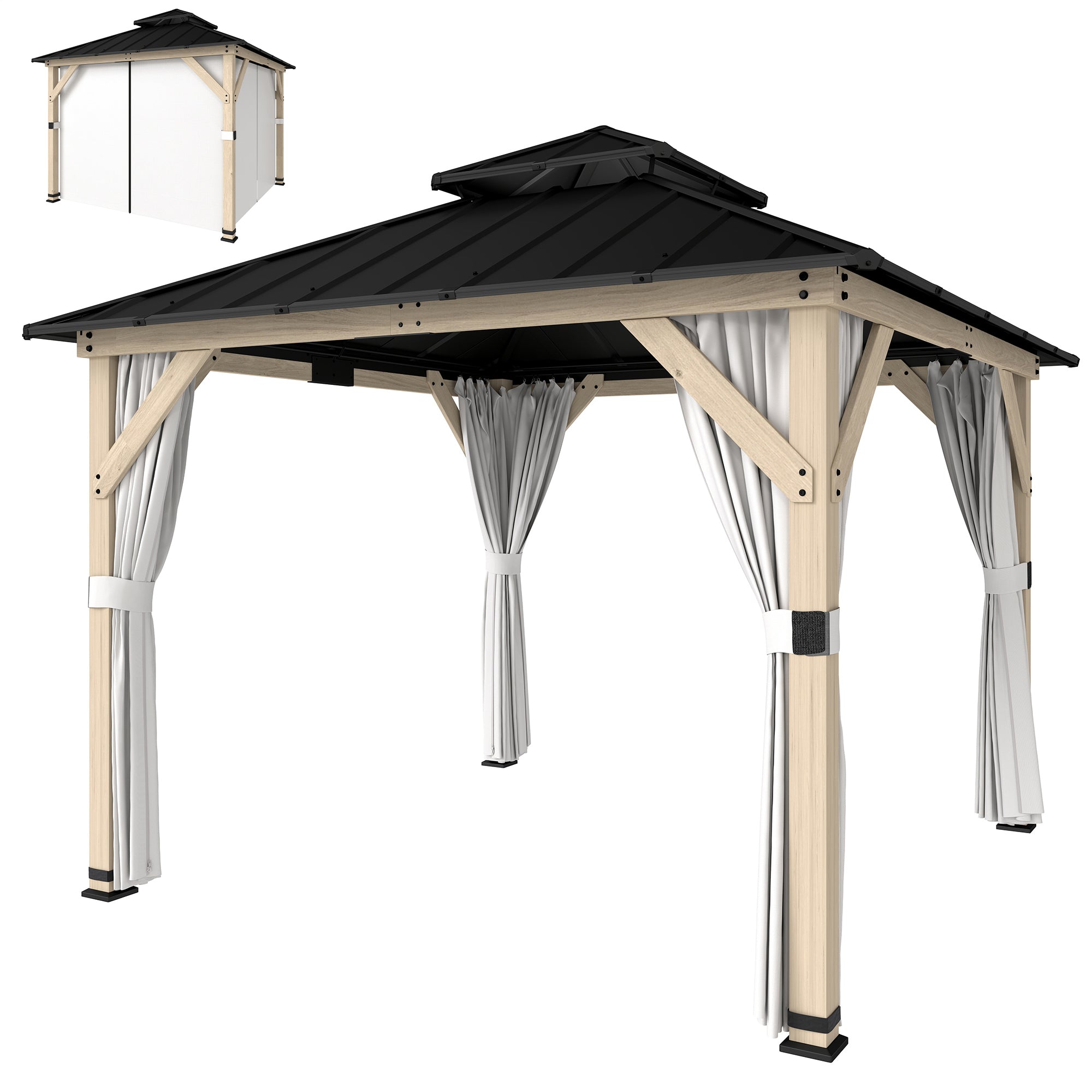 Aosom 10' x 10' Hardtop Gazebo - Light Grey Steel-DECOROLALA