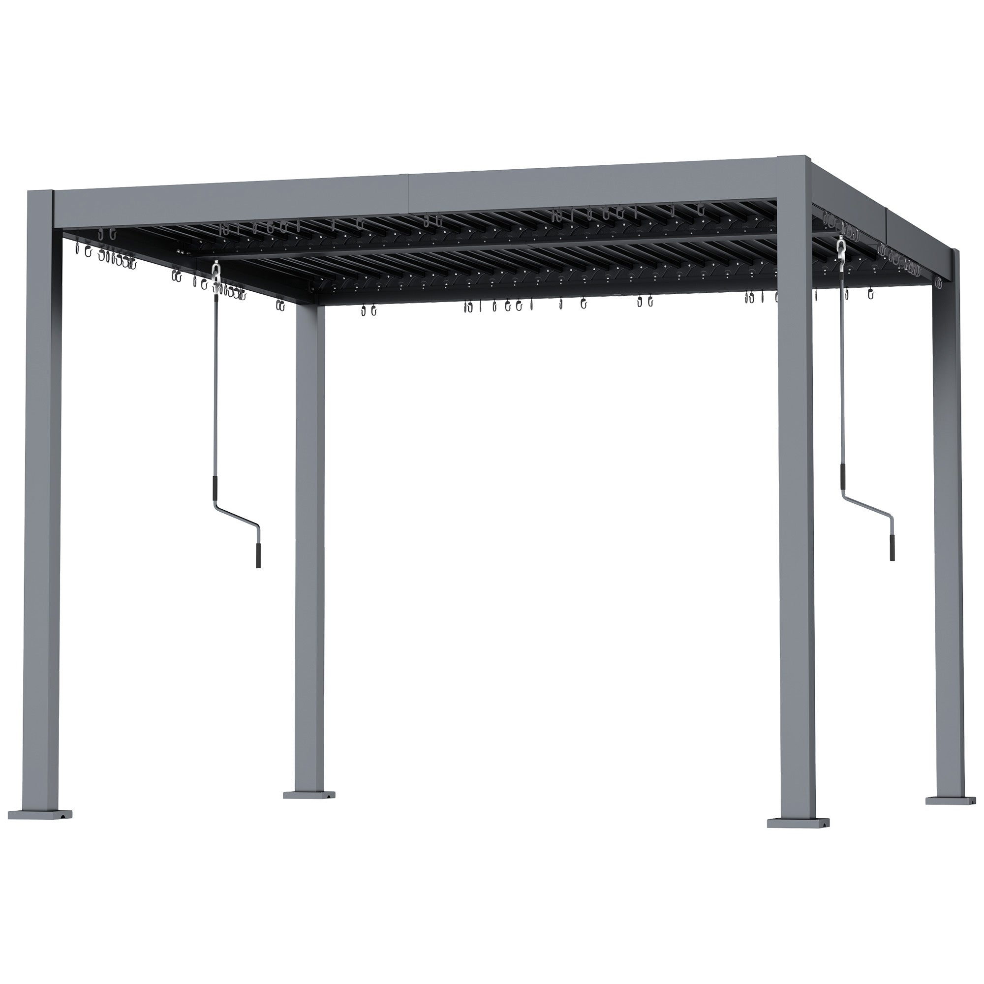 Aosom 10' x 10' Louvered Pergola - Dark Grey Aluminum Gazebo-DECOROLALA