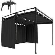 Aosom 10' x 10' Retractable Pergola with Curtains - Dark Grey-DECOROLALA