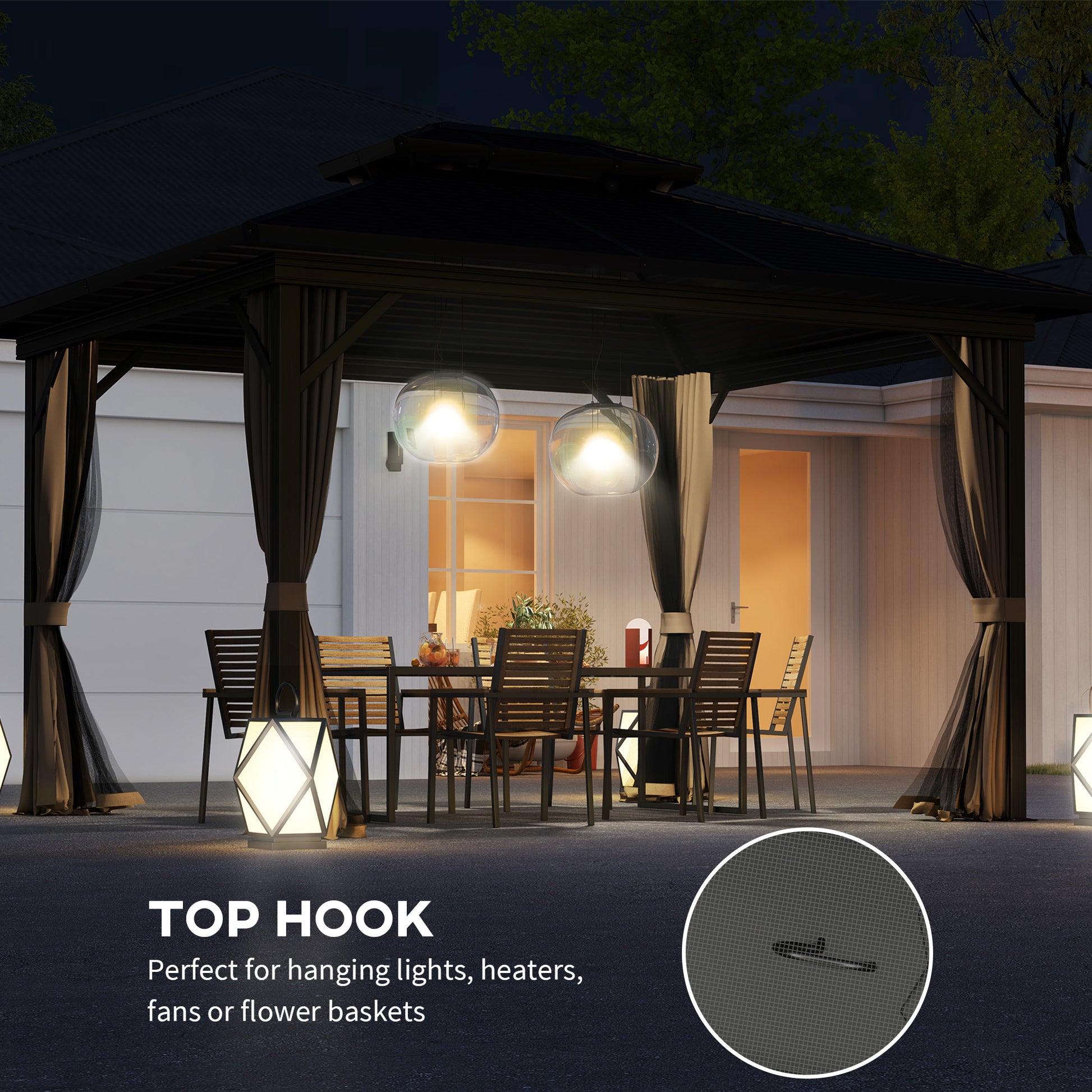 Aosom 10' x 12' Hardtop Gazebo - Double Roof Metal Sun Shelter-DECOROLALA