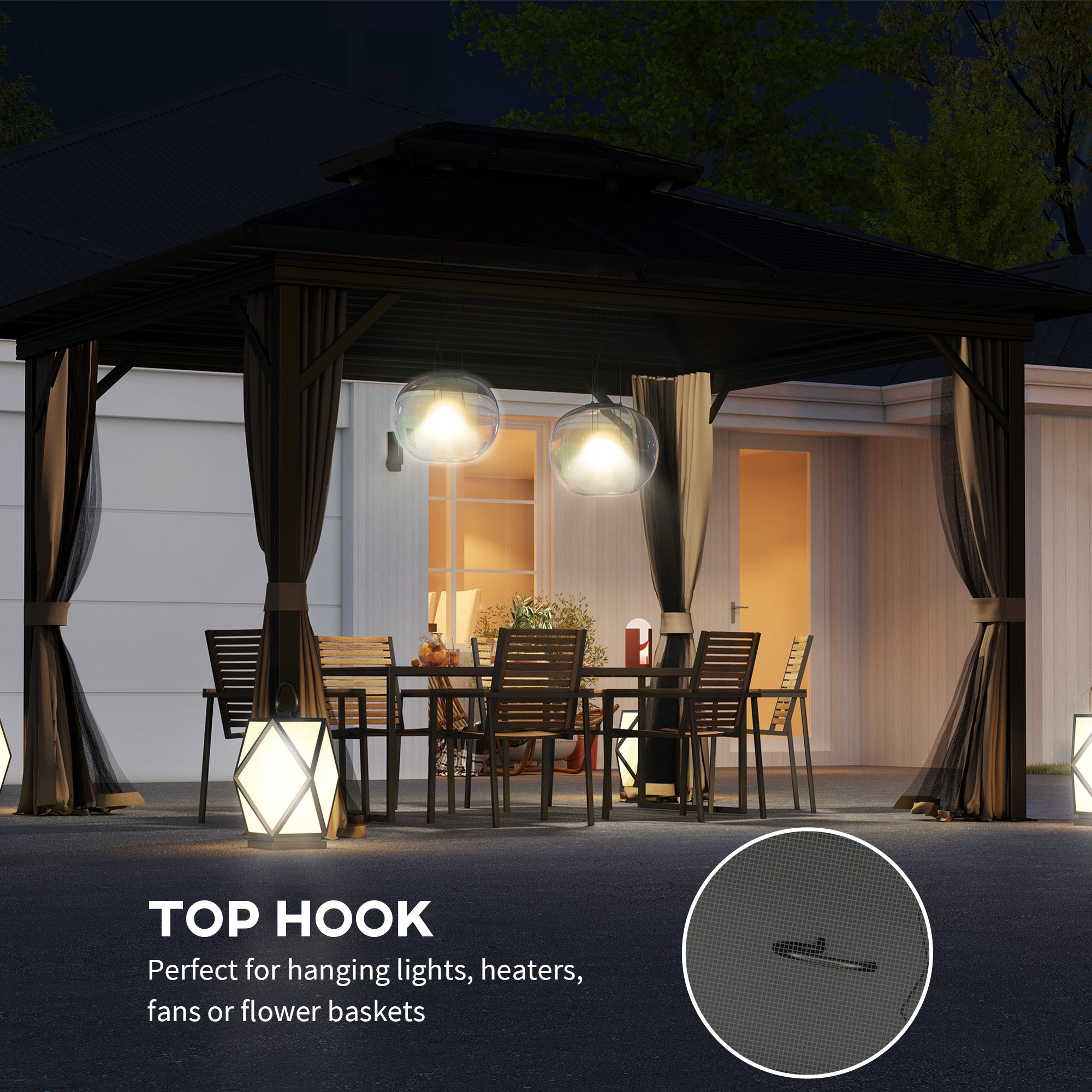Aosom 10' x 12' Hardtop Gazebo - Double Roof Metal Sun Shelter-DECOROLALA