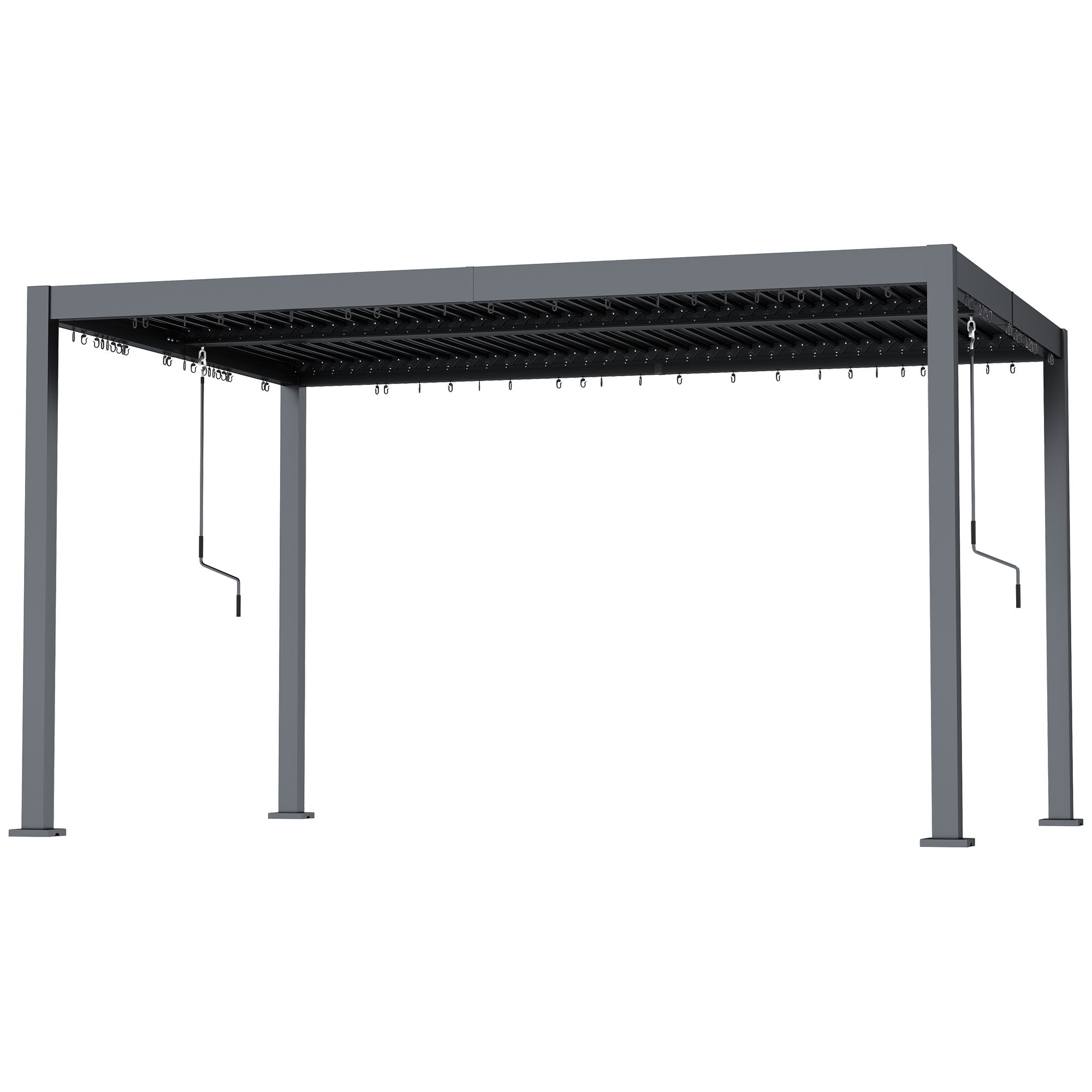 Aosom 10' x 13' Louvered Pergola - Dark Grey Aluminum Gazebo-DECOROLALA