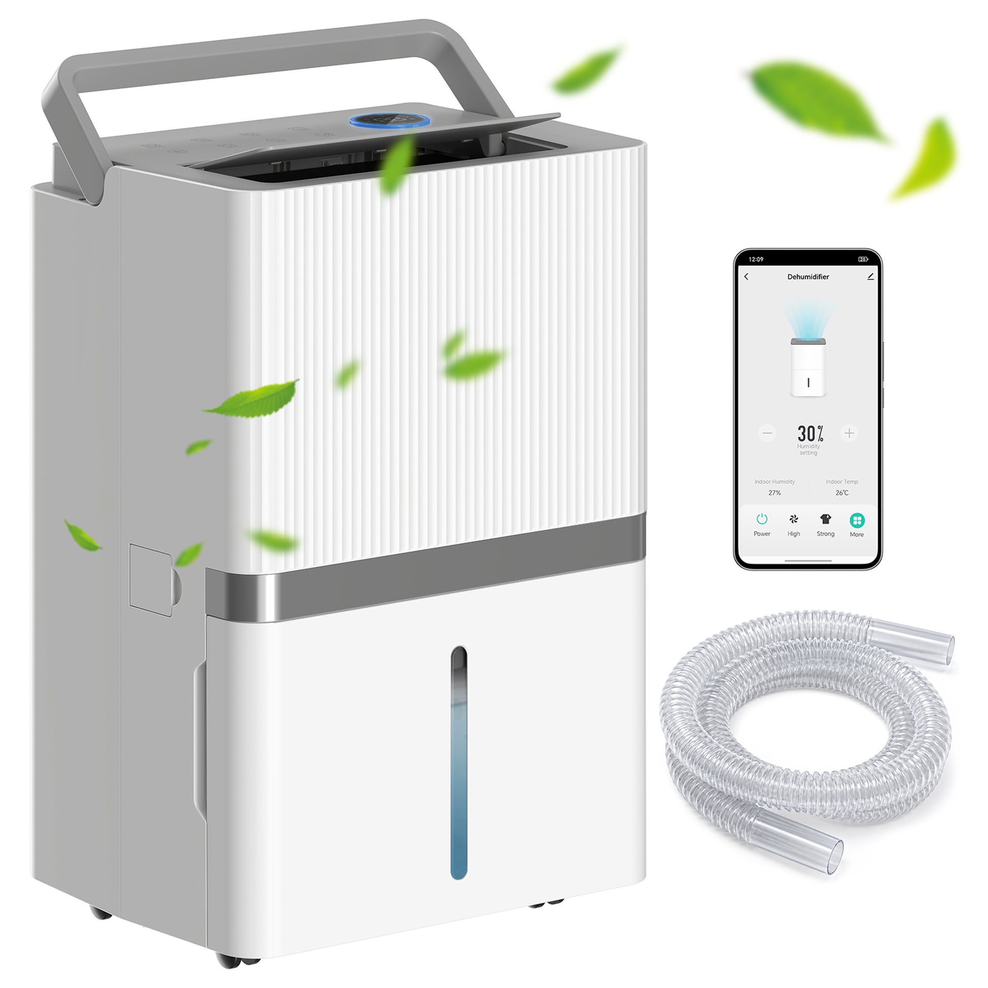 Aosom 100 Pint Smart Dehumidifier - 5,200 Sq. Ft. WiFi White-Home Dehumidifiers-DECOROLALA