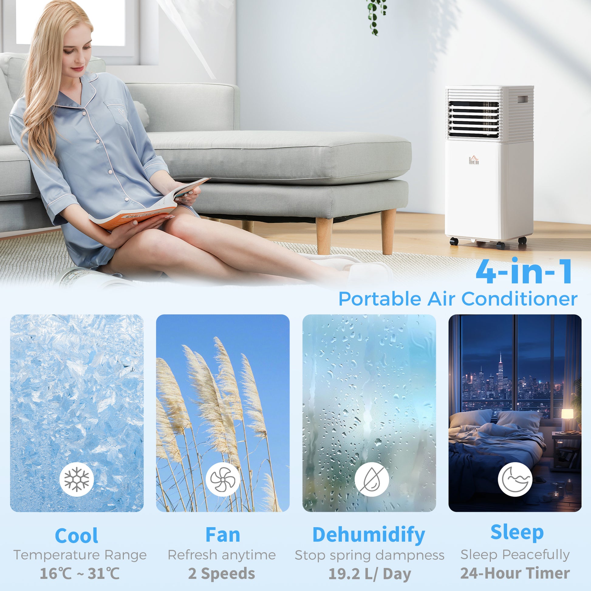 Aosom 10000 BTU Portable Air Conditioner - White 4-in-1 AC Unit-Air Conditioner-DECOROLALA