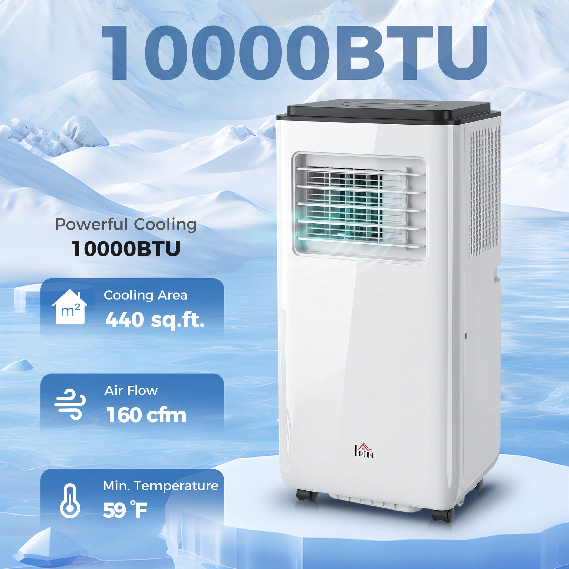 Aosom 10,000 BTU Portable Air Conditioner - White 440 Sq. Ft.-Air Conditioner-DECOROLALA