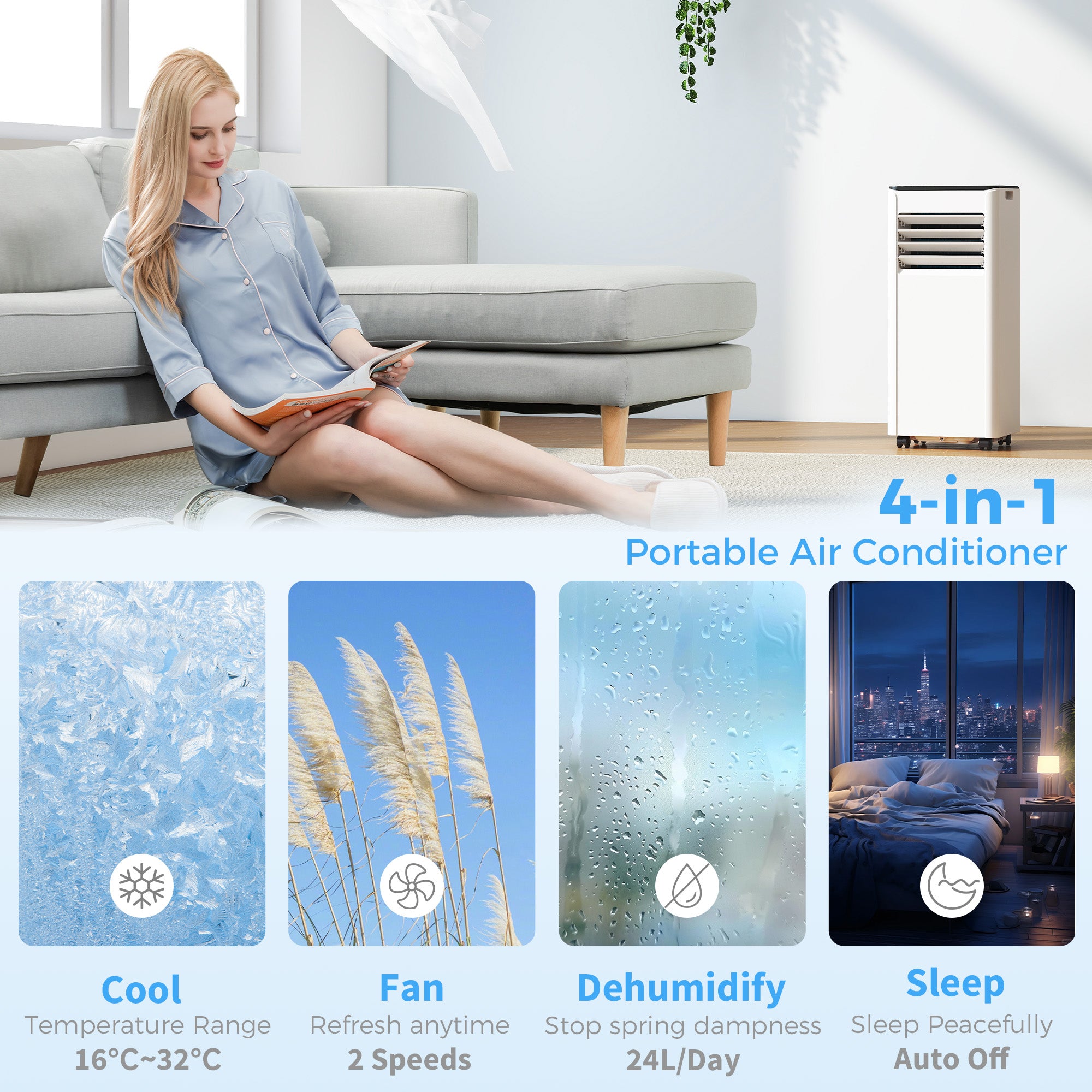 Aosom 10000 BTU Portable Air Conditioner - WiFi Smart Control White-Air Conditioner-DECOROLALA