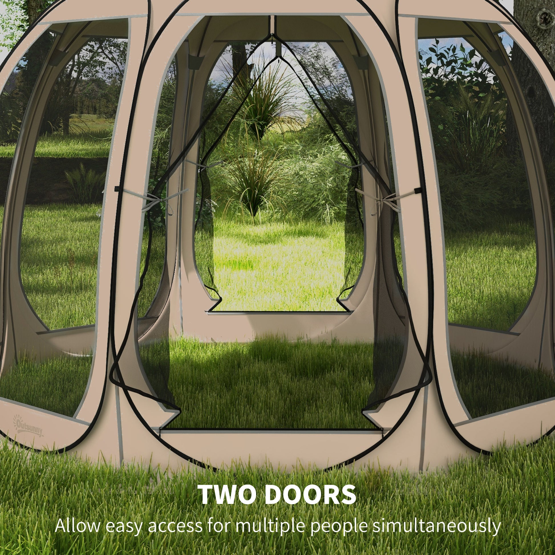 Aosom 11' x 11.5' Pop Up Screen Tent Gazebo - Beige-DECOROLALA