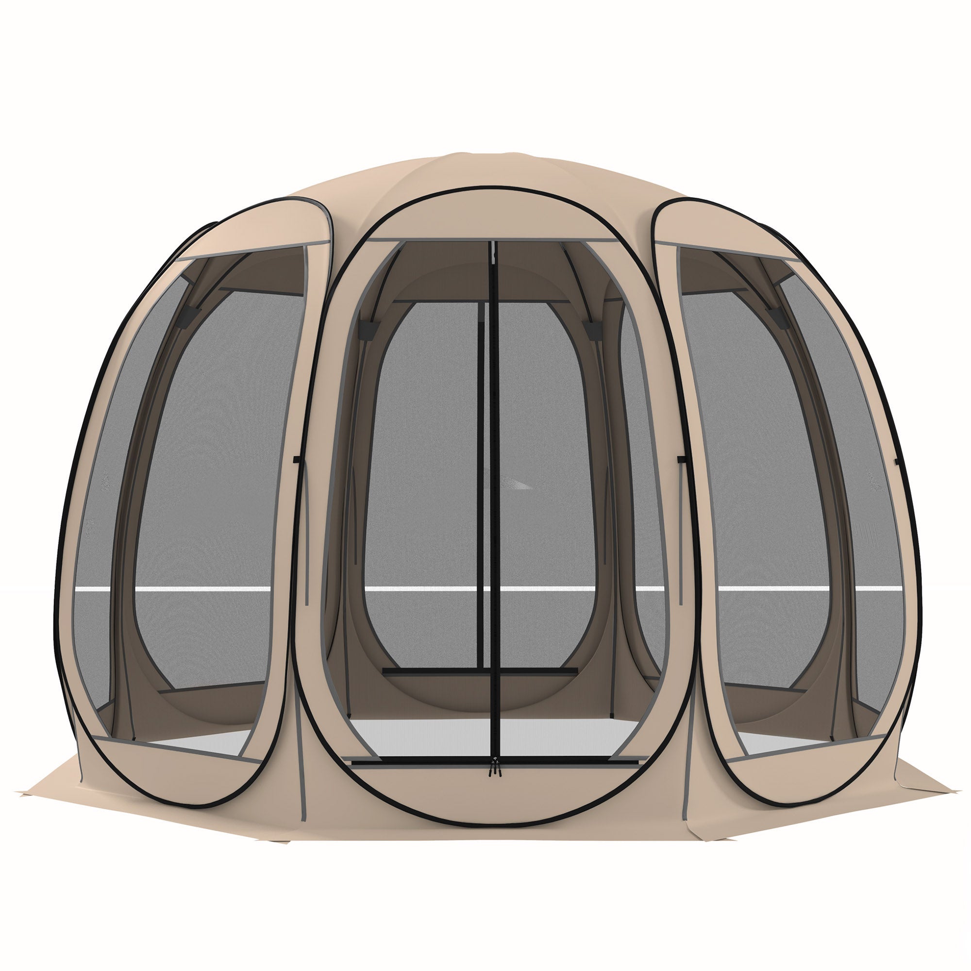 Aosom 11' x 11.5' Pop Up Screen Tent Gazebo - Beige-DECOROLALA
