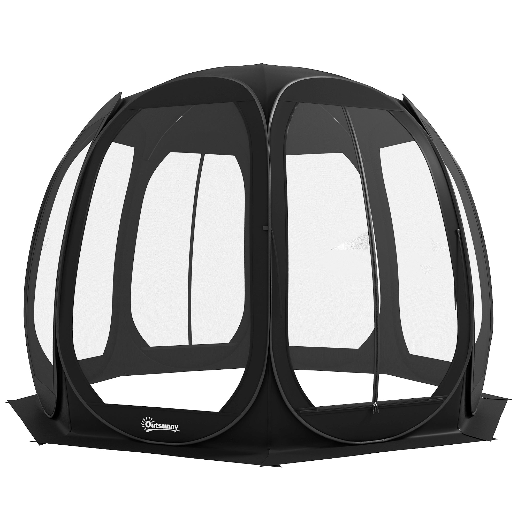 Aosom 11' x 11.5' Pop Up Screen Tent Gazebo - Black-DECOROLALA