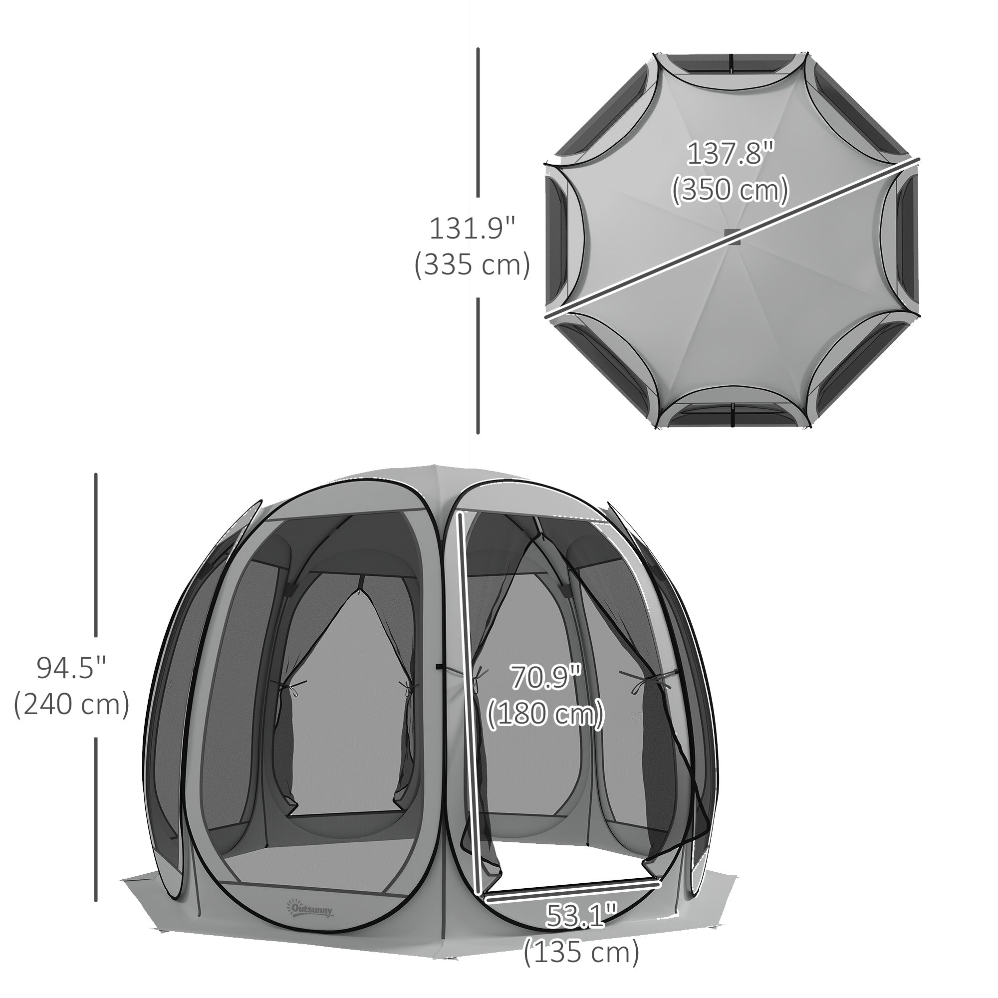 Aosom 11' x 11.5' Pop Up Screen Tent Gazebo - Grey-DECOROLALA