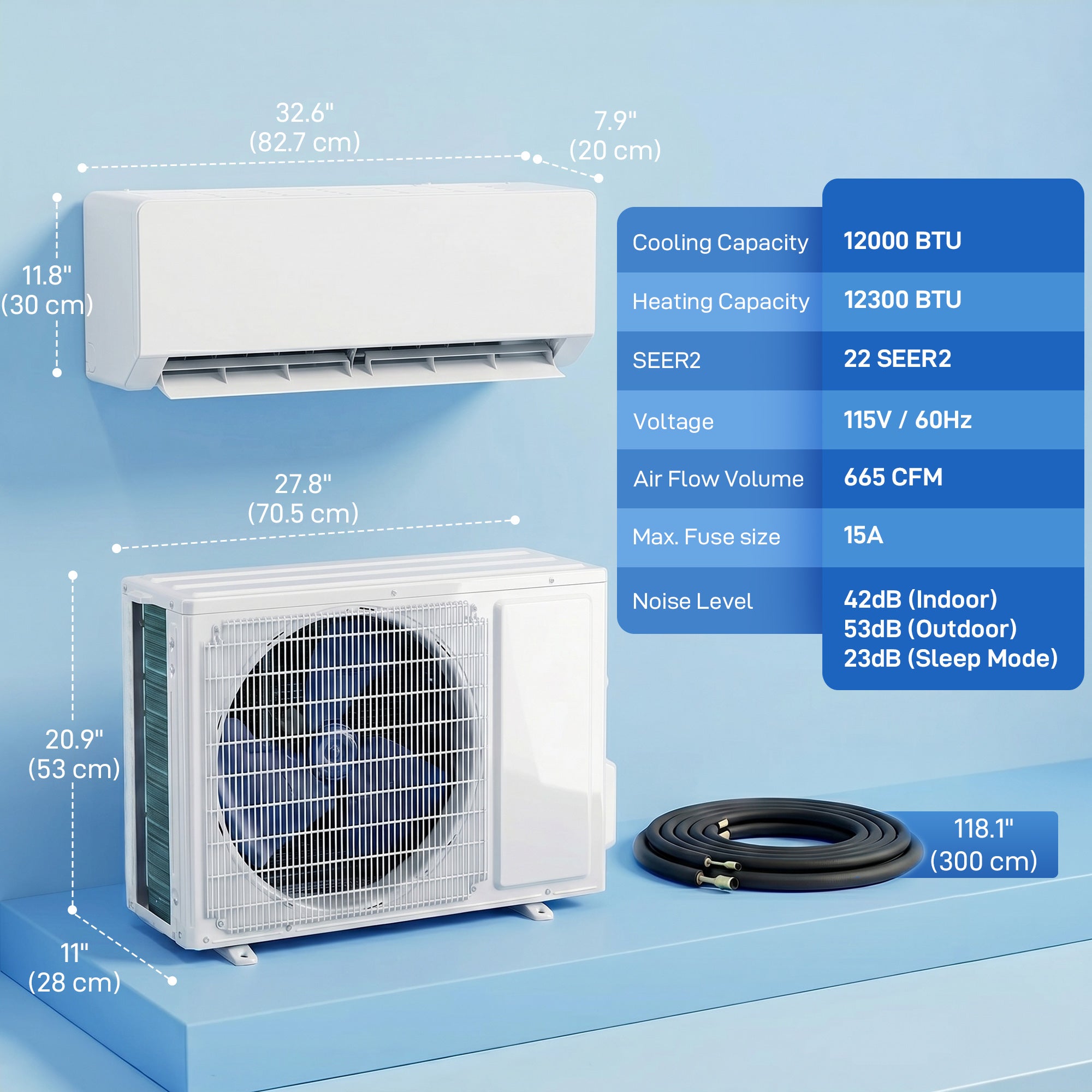 Aosom 12000 BTU Mini Split Air Conditioner 22 SEER2 115V WiFi White-Air Conditioner-DECOROLALA