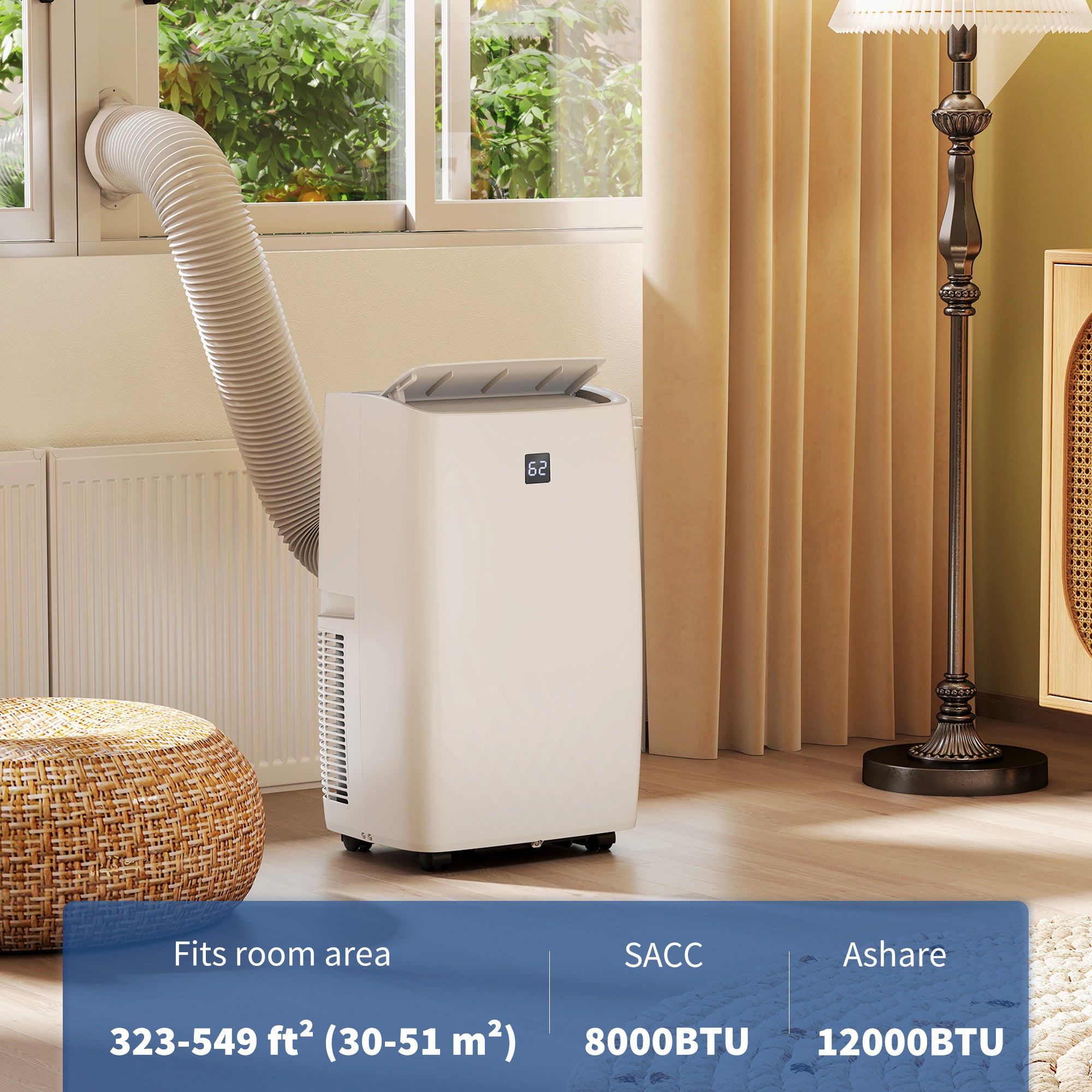 Aosom 12000 BTU Portable Air Conditioner - White 550 Sq. Ft.-Air Conditioner-DECOROLALA