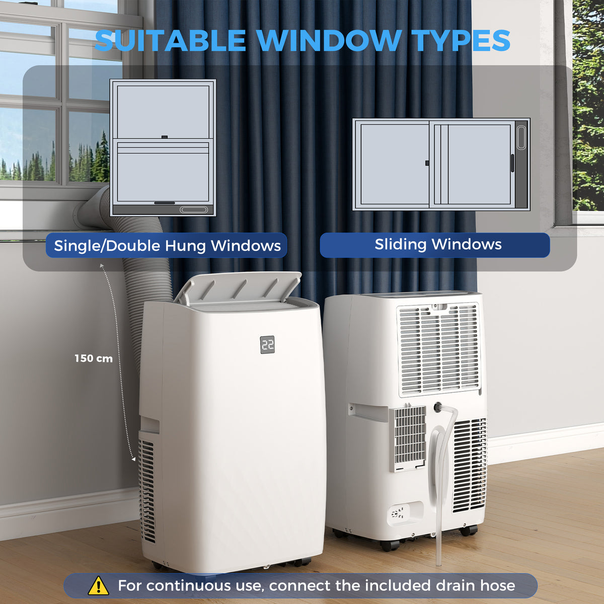 Aosom 12000 BTU Portable Air Conditioner - White 550 Sq. Ft.-Air Conditioner-DECOROLALA