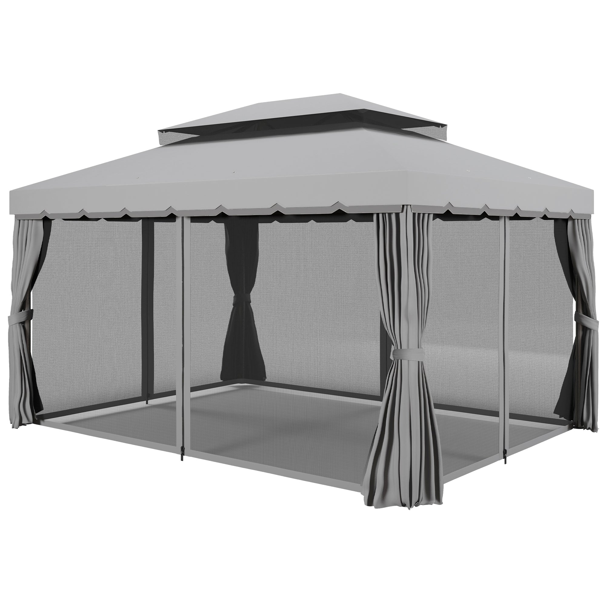 Aosom 13' x 10' Patio Gazebo Canopy, UV Resistant, Medium Grey-DECOROLALA