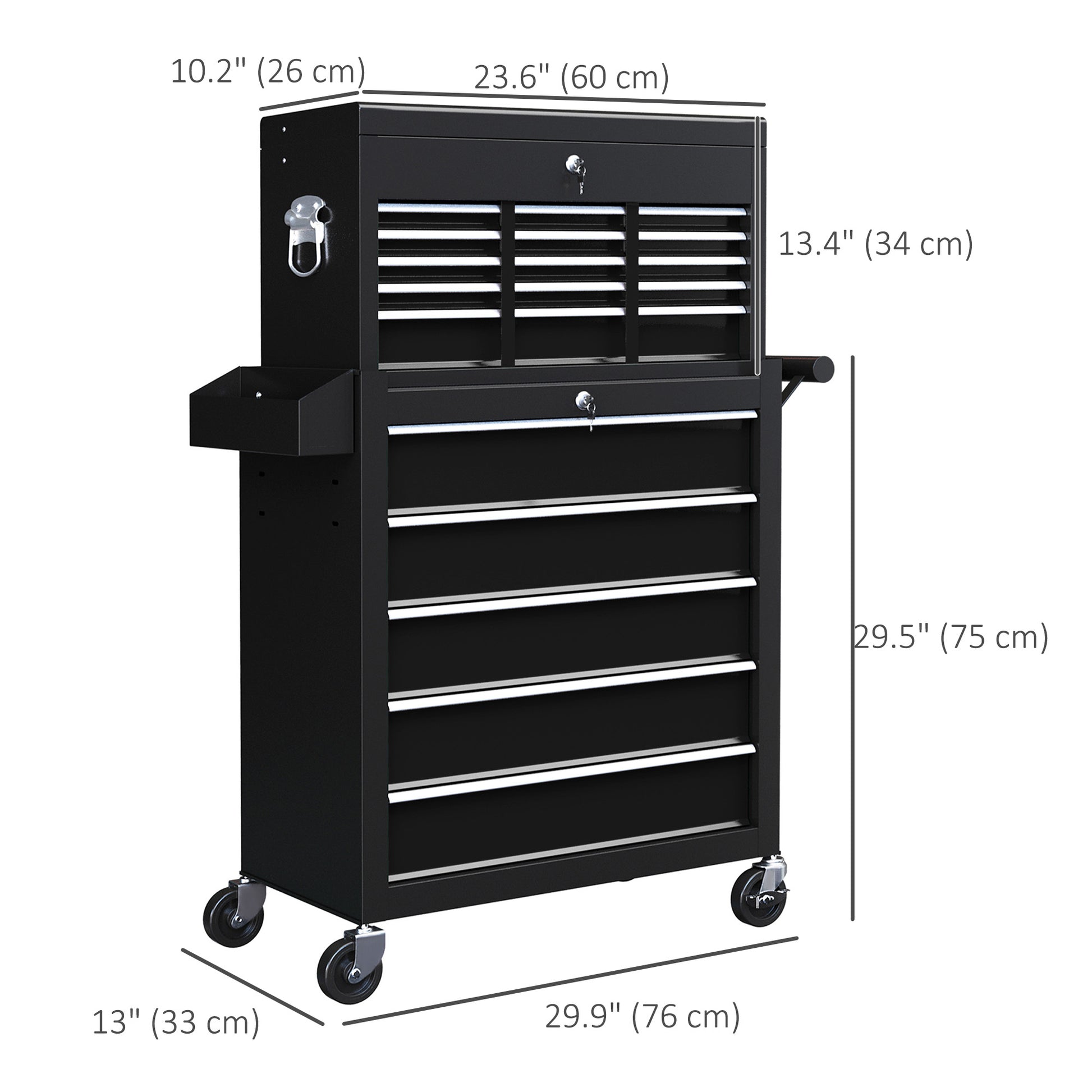 Aosom 14 Drawer Rolling Tool Chest - Lockable Steel Storage Black-Home Improvement > Tools > Tool Organizers-DECOROLALA