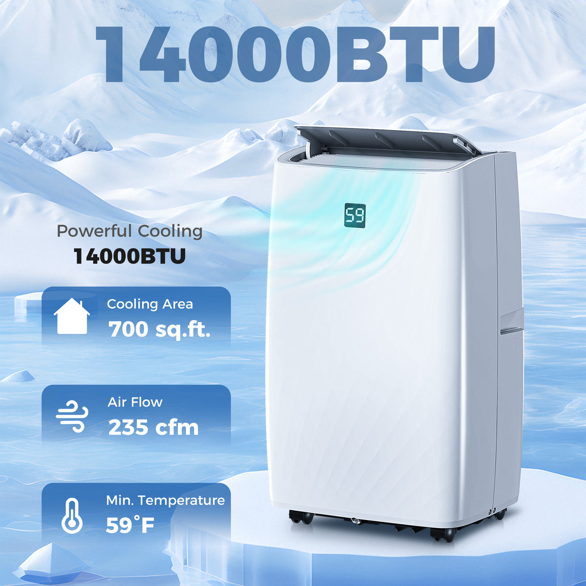 Aosom 14000 BTU Portable Air Conditioner - White 700 Sq. Ft.-Air Conditioner-DECOROLALA