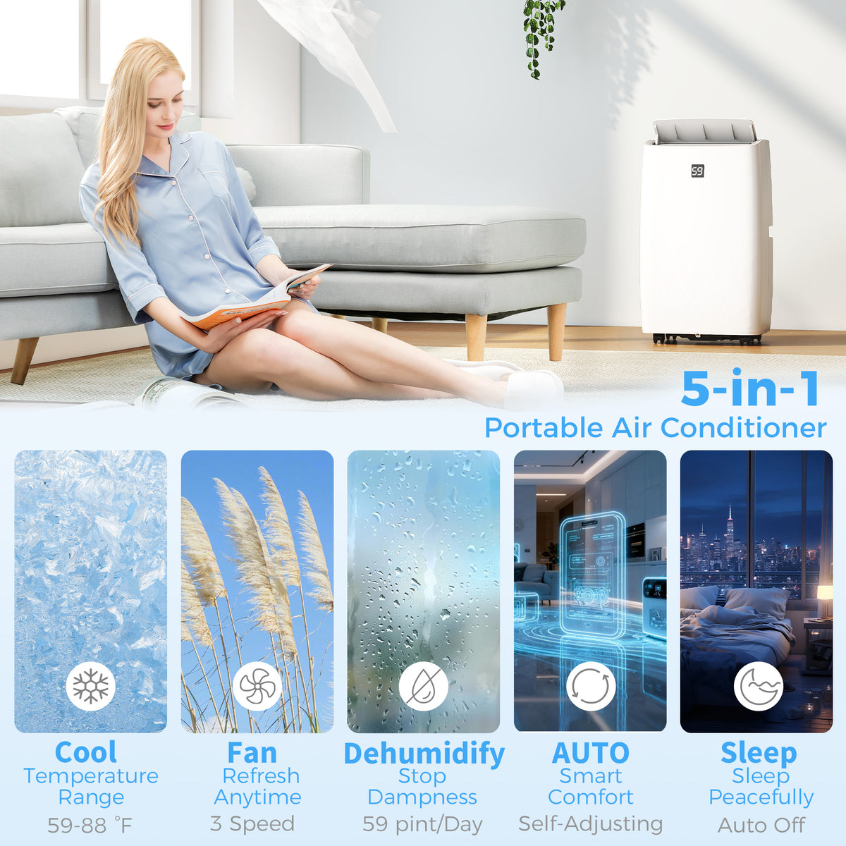 Aosom 14000 BTU Portable Air Conditioner - White 700 Sq. Ft.-Air Conditioner-DECOROLALA