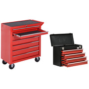 Aosom 2-Piece Rolling Tool Chest and Box Set - 11 Drawers Red-DECOROLALA
