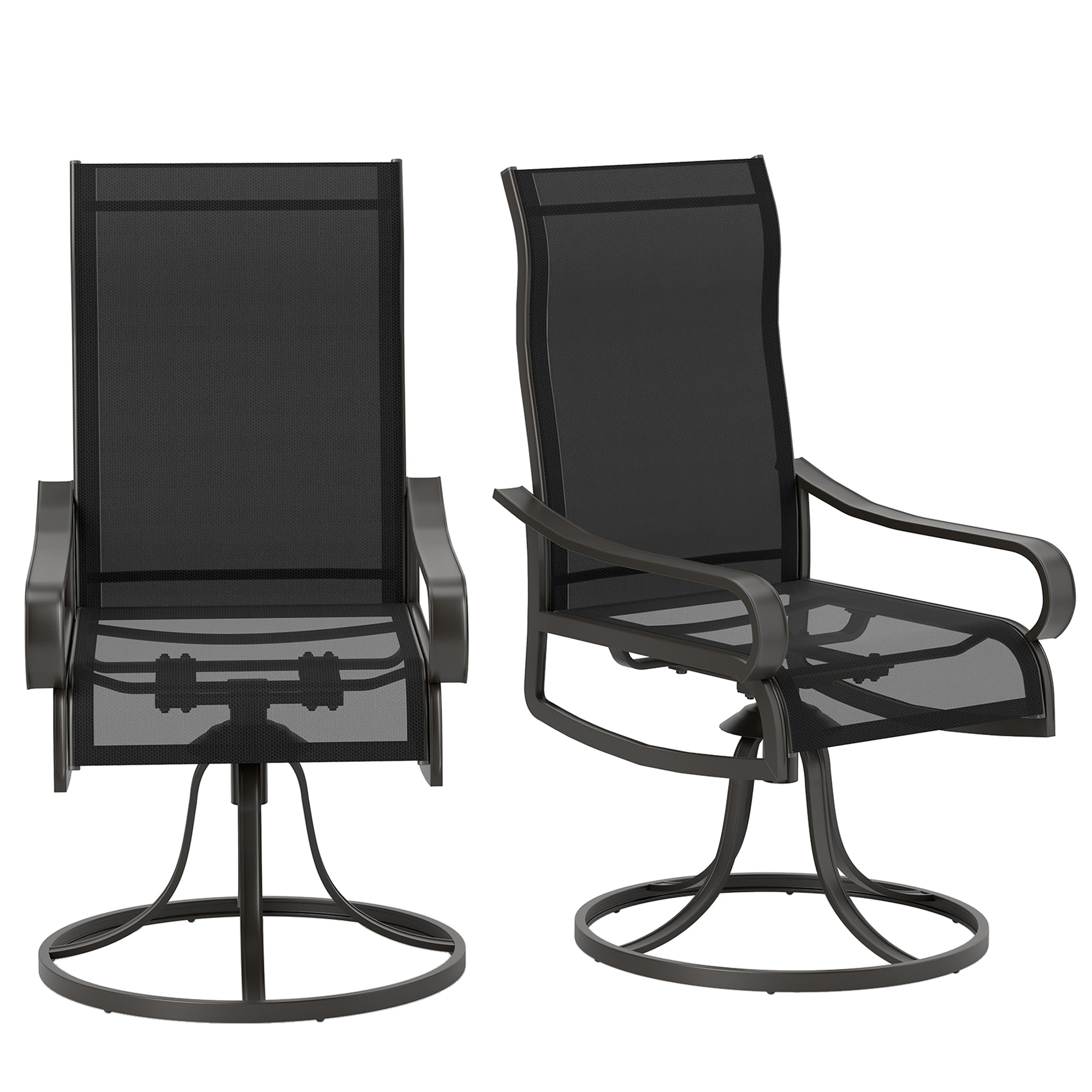 Aosom 2-Piece Swivel Patio Chairs - Black Mesh-DECOROLALA