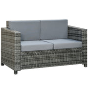 Aosom 2-Seat Patio Loveseat Wicker Sofa - Grey-DECOROLALA