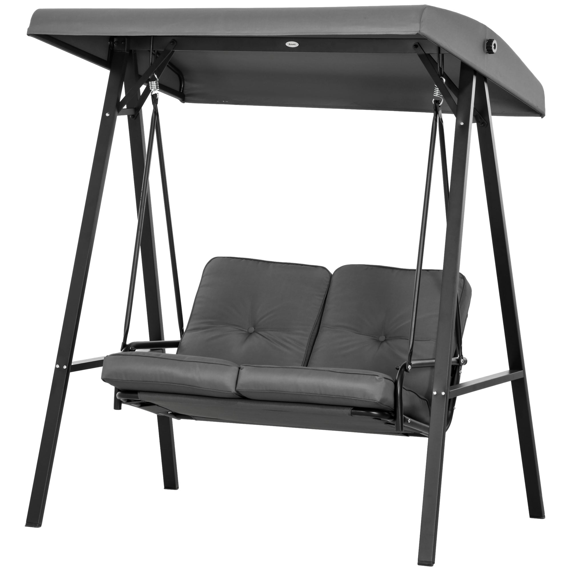 Aosom 2-Seater Porch Swing Canopy Dark Grey 57"-DECOROLALA