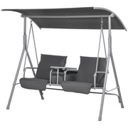 Aosom 2-Seater Porch Swing Canopy Grey-DECOROLALA