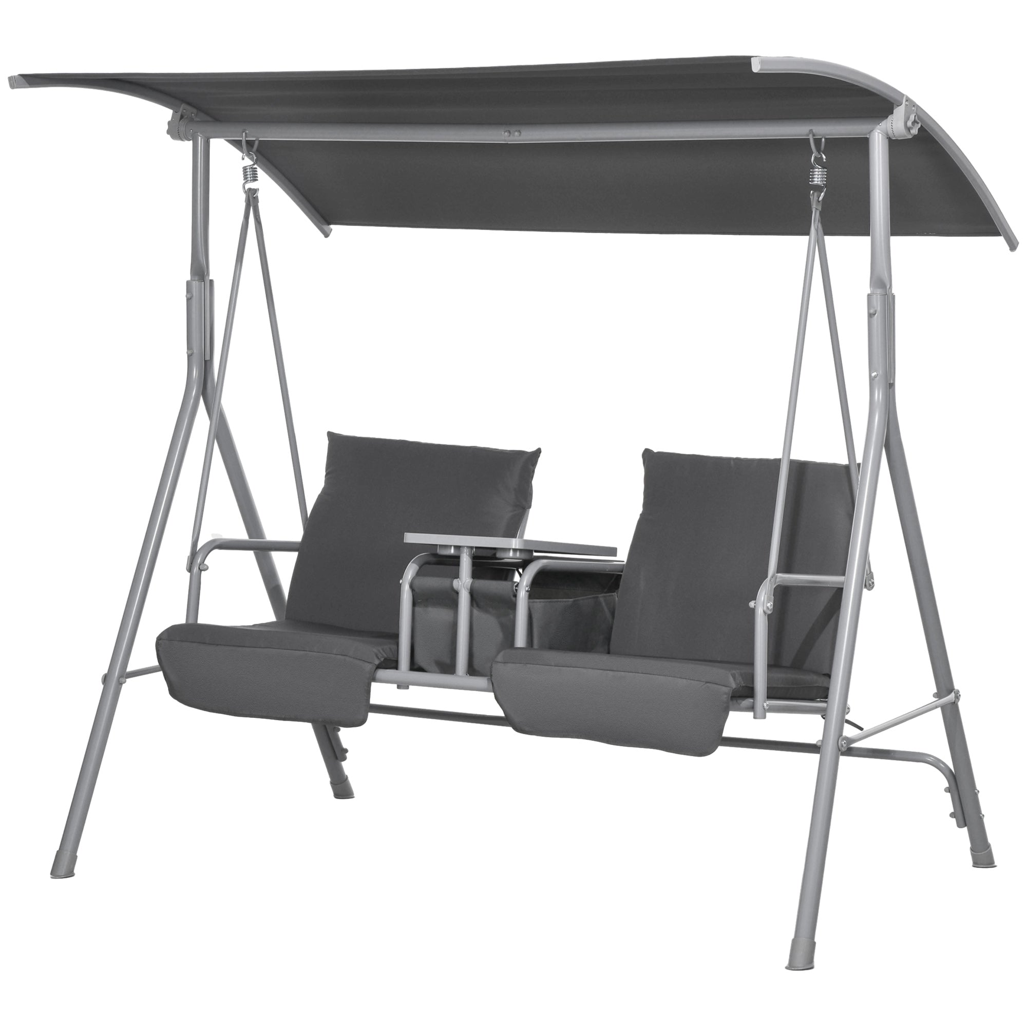 Aosom 2-Seater Porch Swing Canopy Grey-DECOROLALA