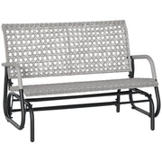 Aosom 2-Seater Wicker Glider Bench, Outdoor Patio Rocking Chair, Mixed Grey, Extra Wide Seat-DECOROLALA